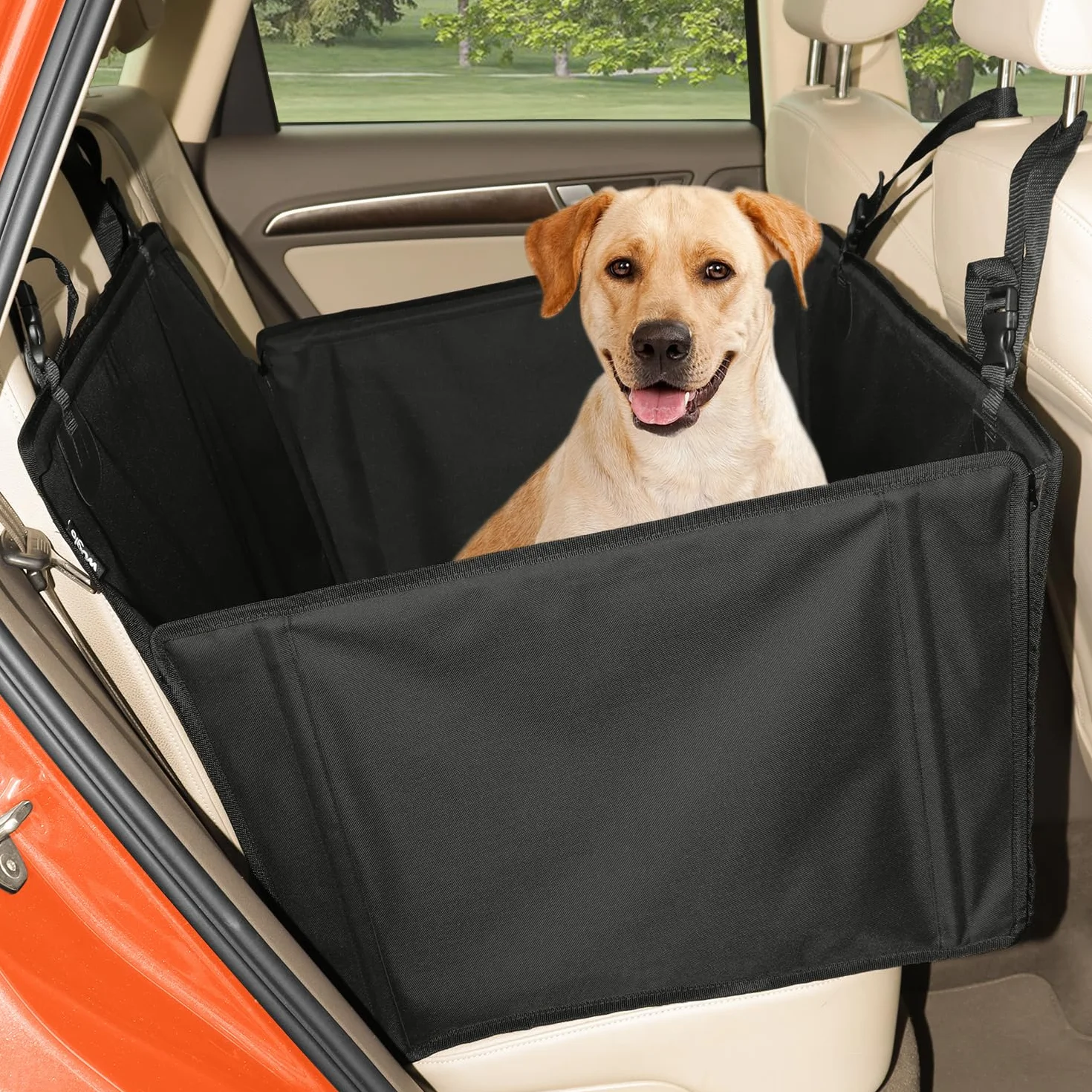 Siège Auto Chien Extra Stable et Waterproof – Siège de Voiture Renforcé avec 4 Sangles de Fixation – Jusqu’à 26 kg pour Chiens de Grande Taille