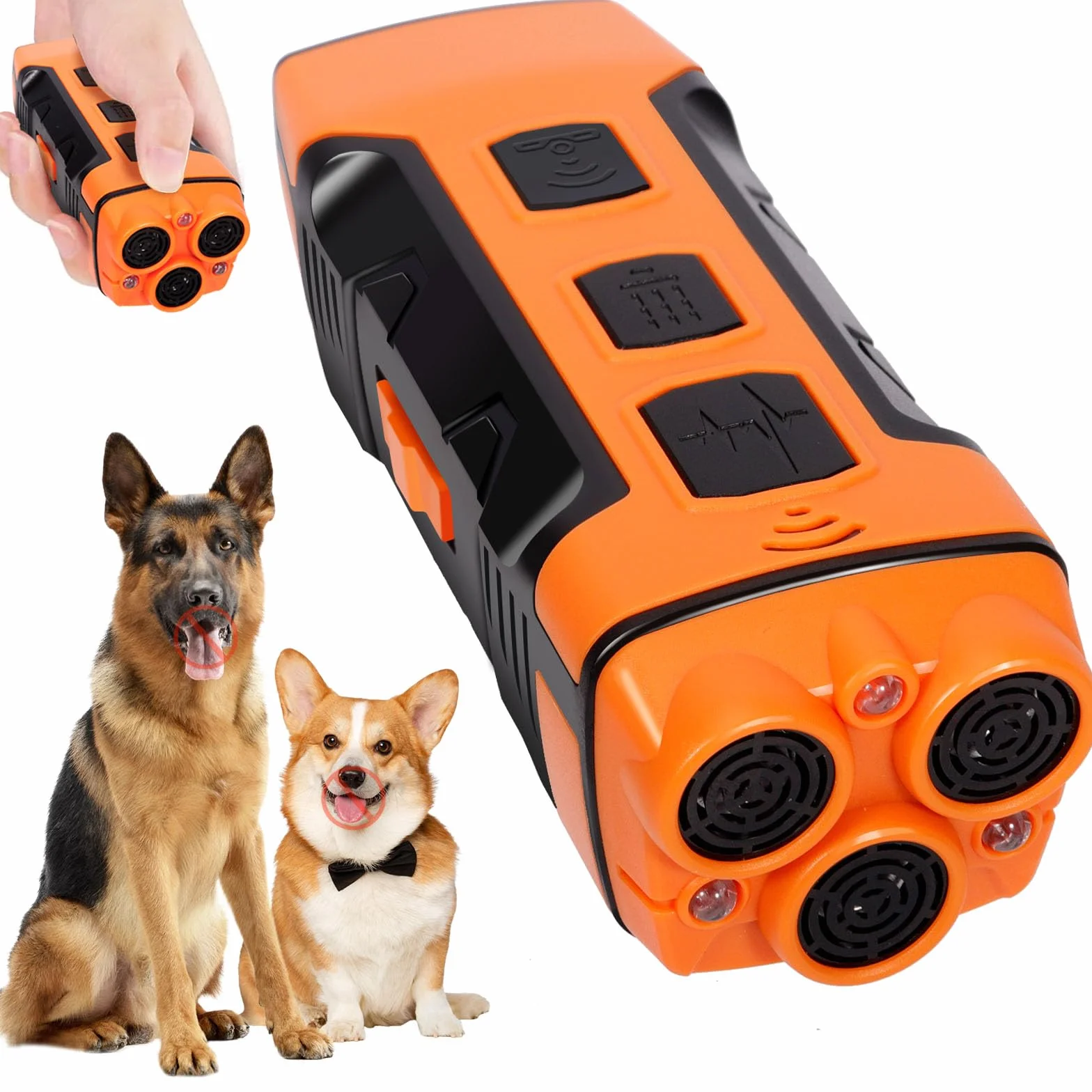 Appareil de Dissuasion à Ultrasons pour Chien, 3 Modes Anti-Aboiement, Portée 10M avec Lampe de Poche