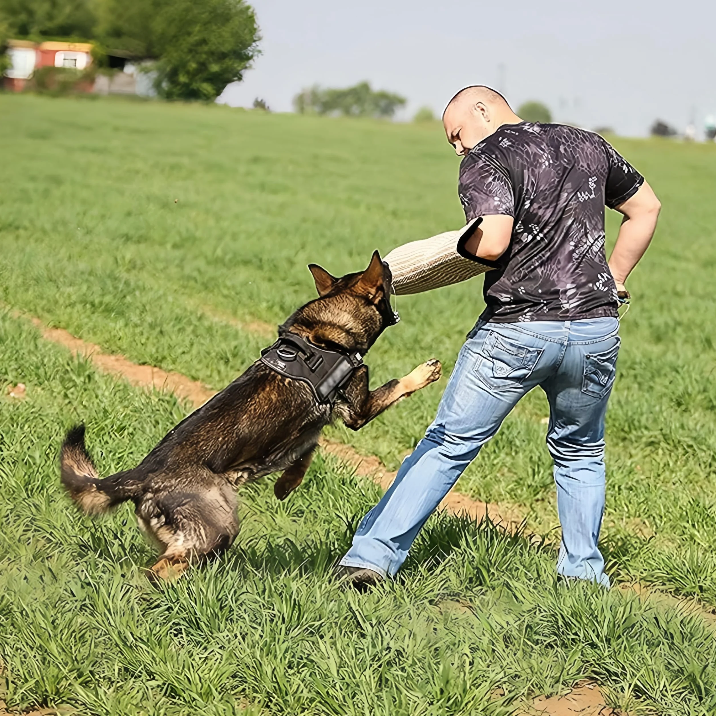 Manchette Mordant Chien Équipement Entraînement Morsure Jeu Traction Pliable 33x20x14cm 500g