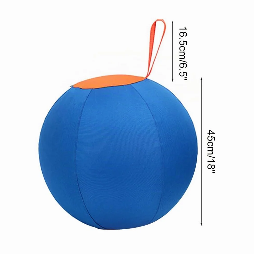 MiOYOOW 45CM Grandes Balles de Cheval, Balle Troupeau Chiens Anti-éclatement Mega Ball d'entraînement avec Pompe à Main et Couverture à Balle pour Chevaux, Chiens, Chèvres, Agneau