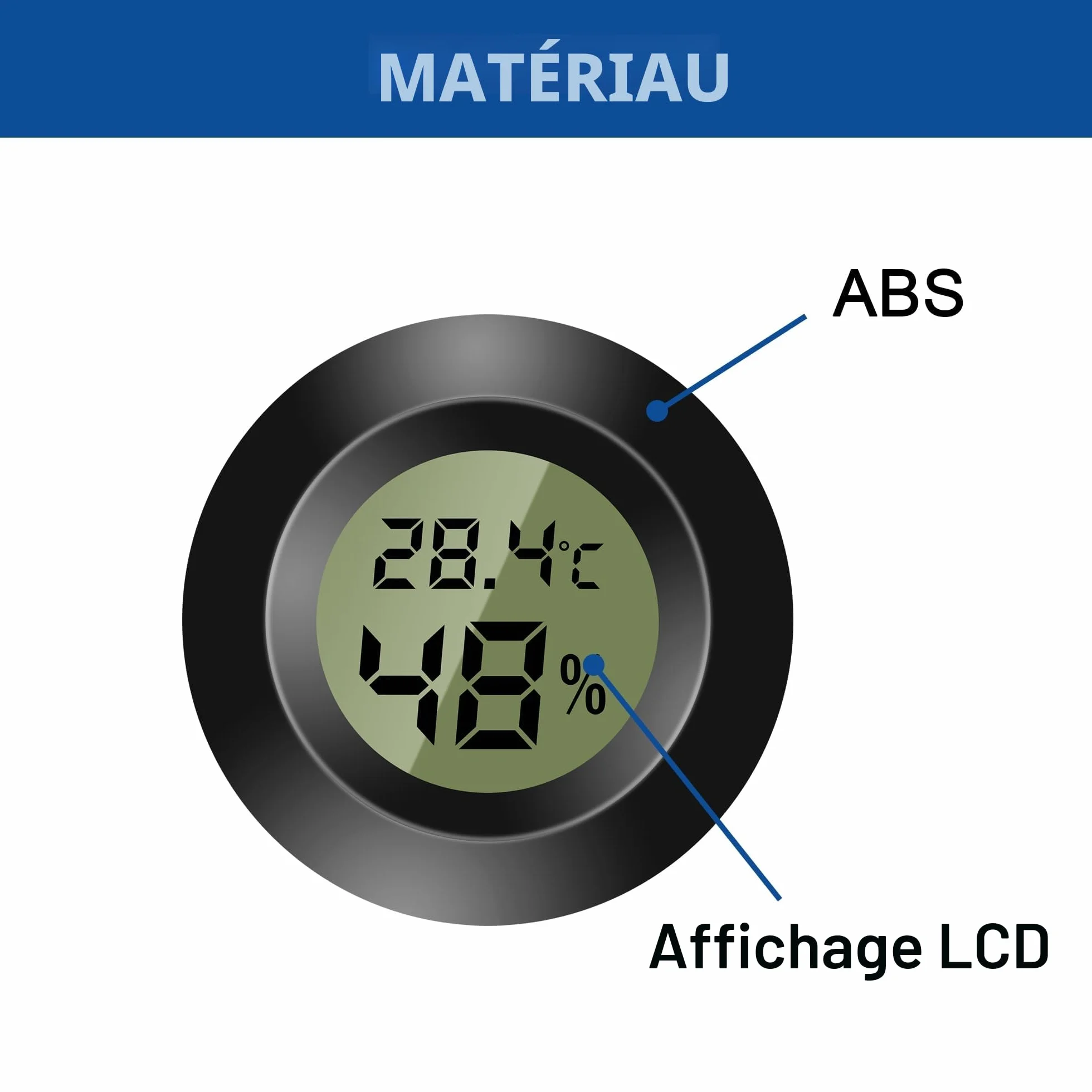 Lot de 3 mini thermomètres numériques - Moniteur de température et d'humidité - Hygromètre - Pour chambre d'enfant, incubateur de guitare, reptiles, serres de voiture - Noir