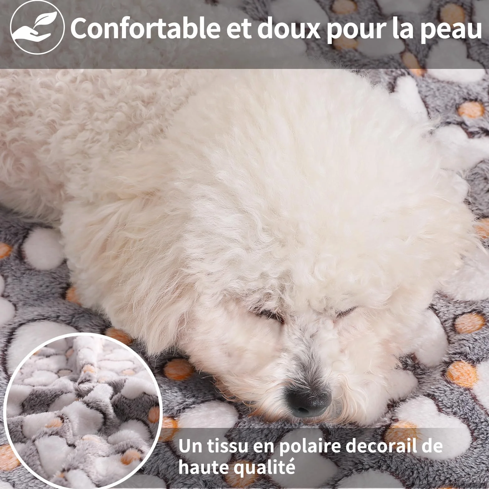 COMSLE Couverture pour Chien Chat Pelucheuse Lavable Lot de 3 Plaid Polaire 40x60cm Gris