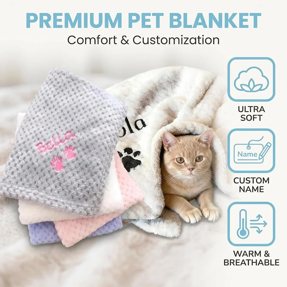 Couverture Personnalisée pour Chien avec Nom et Empreinte, Protection Canapé Fauteuil
