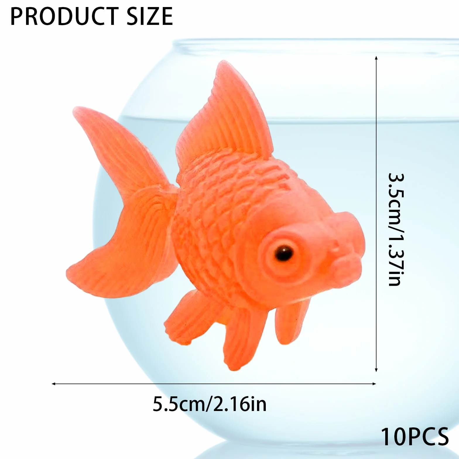 10 Pièces Poissons Artificiels Flottants pour Aquarium, Décors Poisson en Plastique (Orange)