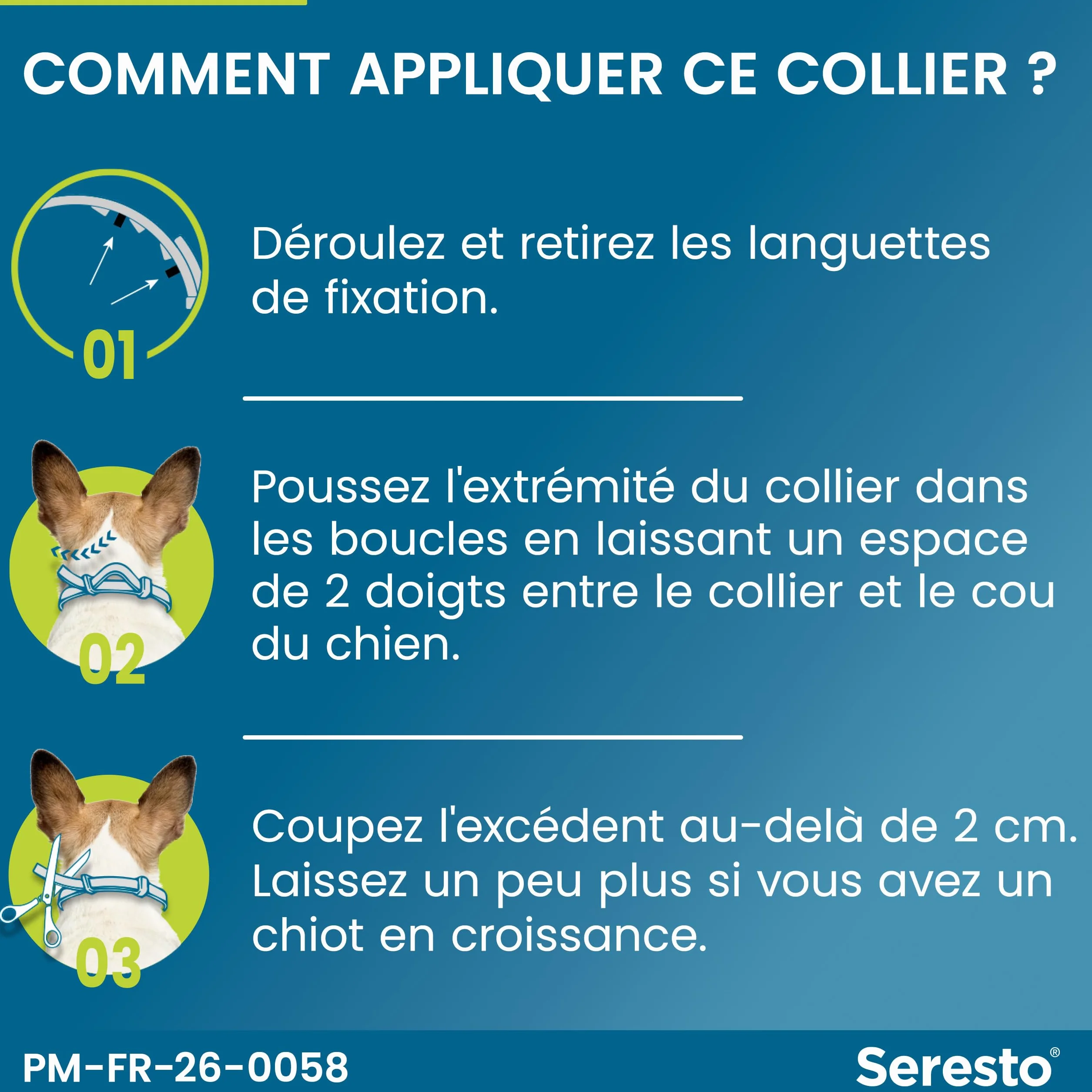Seresto Collier Petits Chiens 2 Colliers anti puces anti tiques longue durée 7-8 mois Gris
