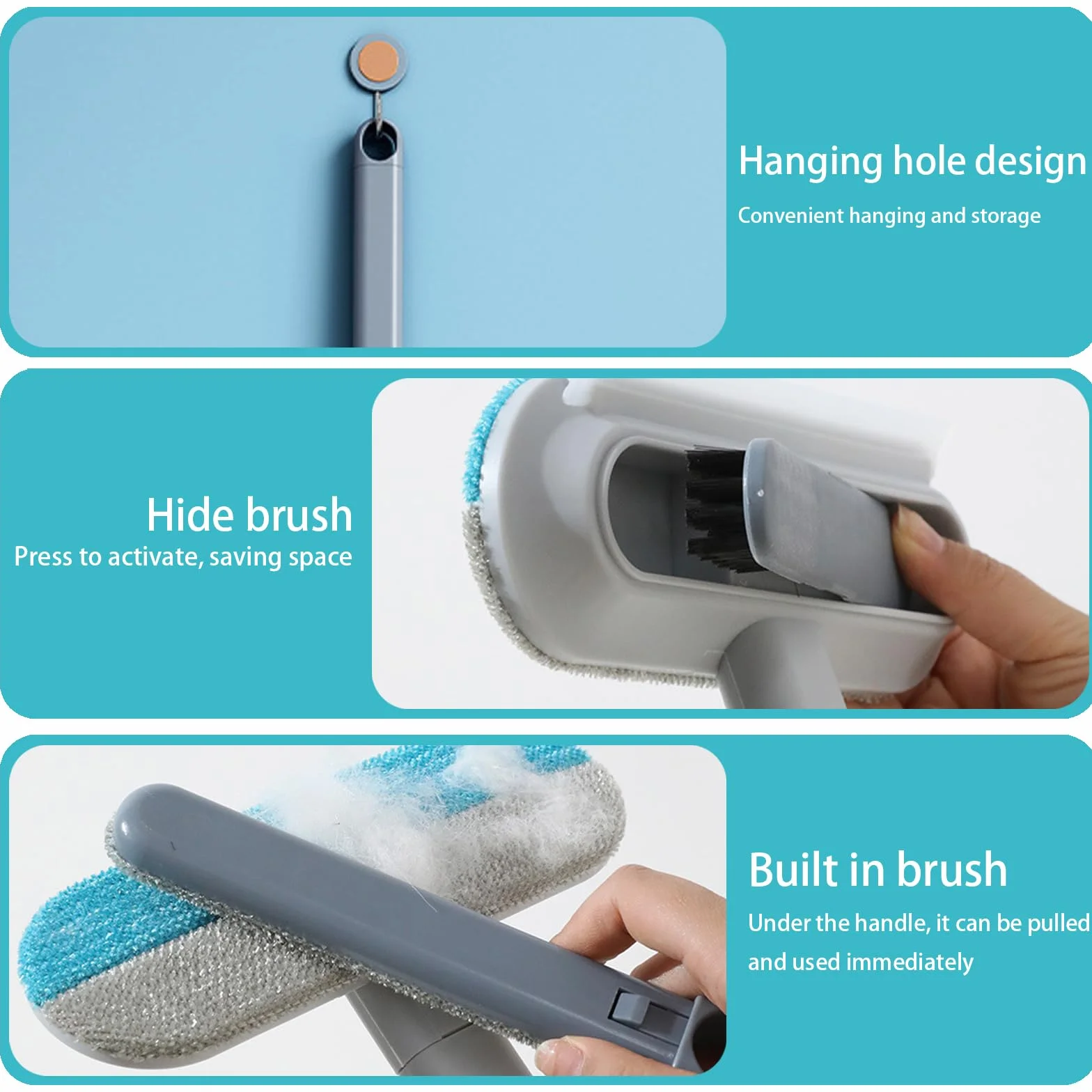 Brosse Anti-Peluches Électrostatique 4 en 1 pour Animaux de Compagnie Lot de 2 avec Tige d'extension
