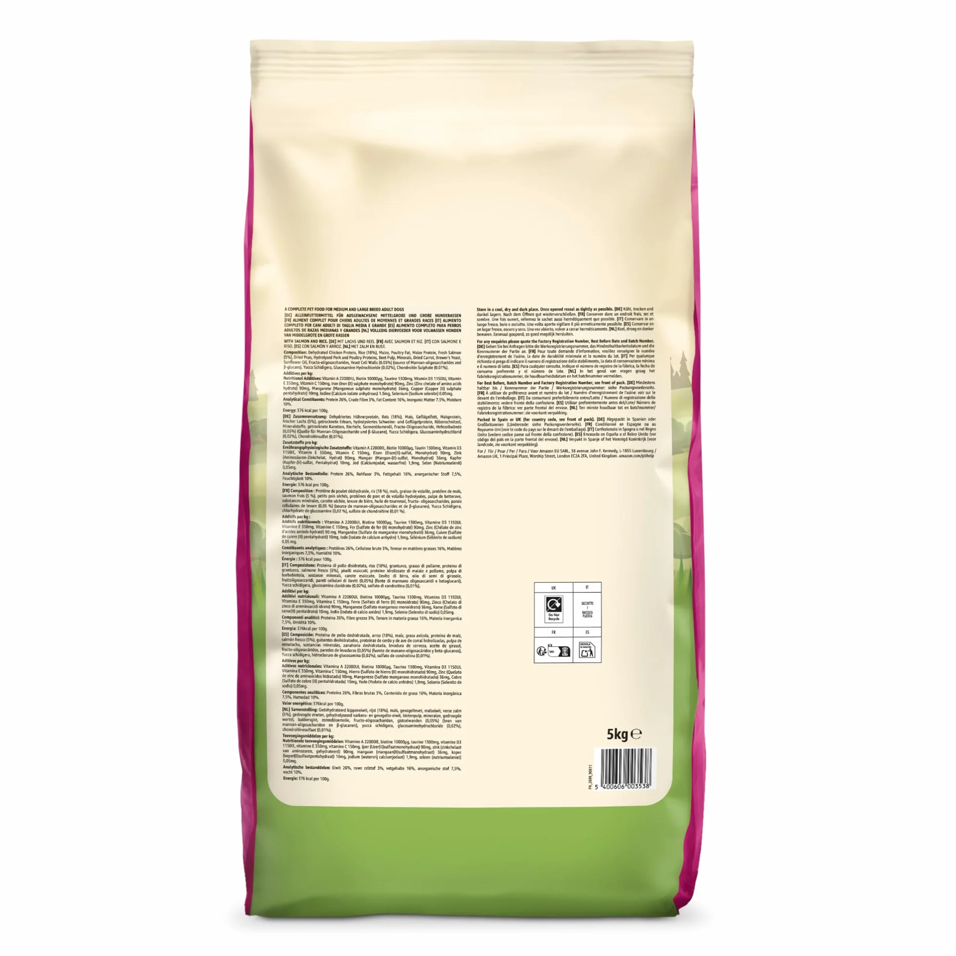 Amazon Complete Croquettes complètes pour chiens adultes, riche en poulet et riz, 5 kg