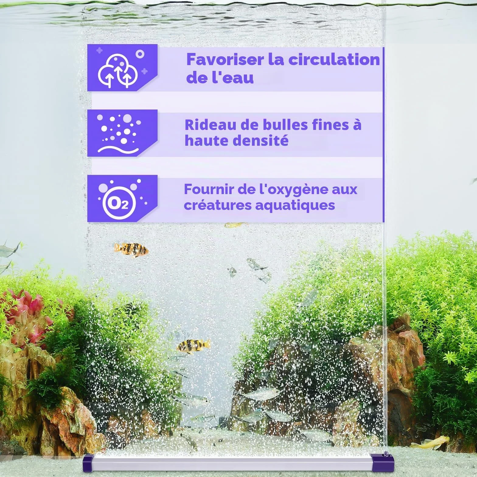 hygger Bulleur Aquarium Pierre à Air 43CM Diffuseur avec Tuyau pour Eau Douce et Eau Salée