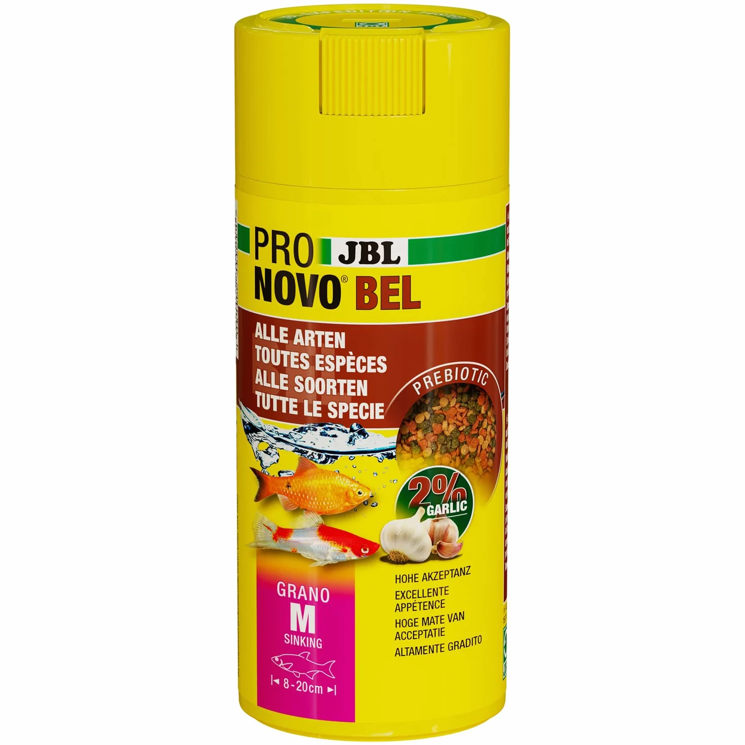 JBL PRONOVO BEL GRANO Aliment de Base Granulés pour Poissons d'Aquarium 8-20 cm Doseur à clic Taille M 250 ml