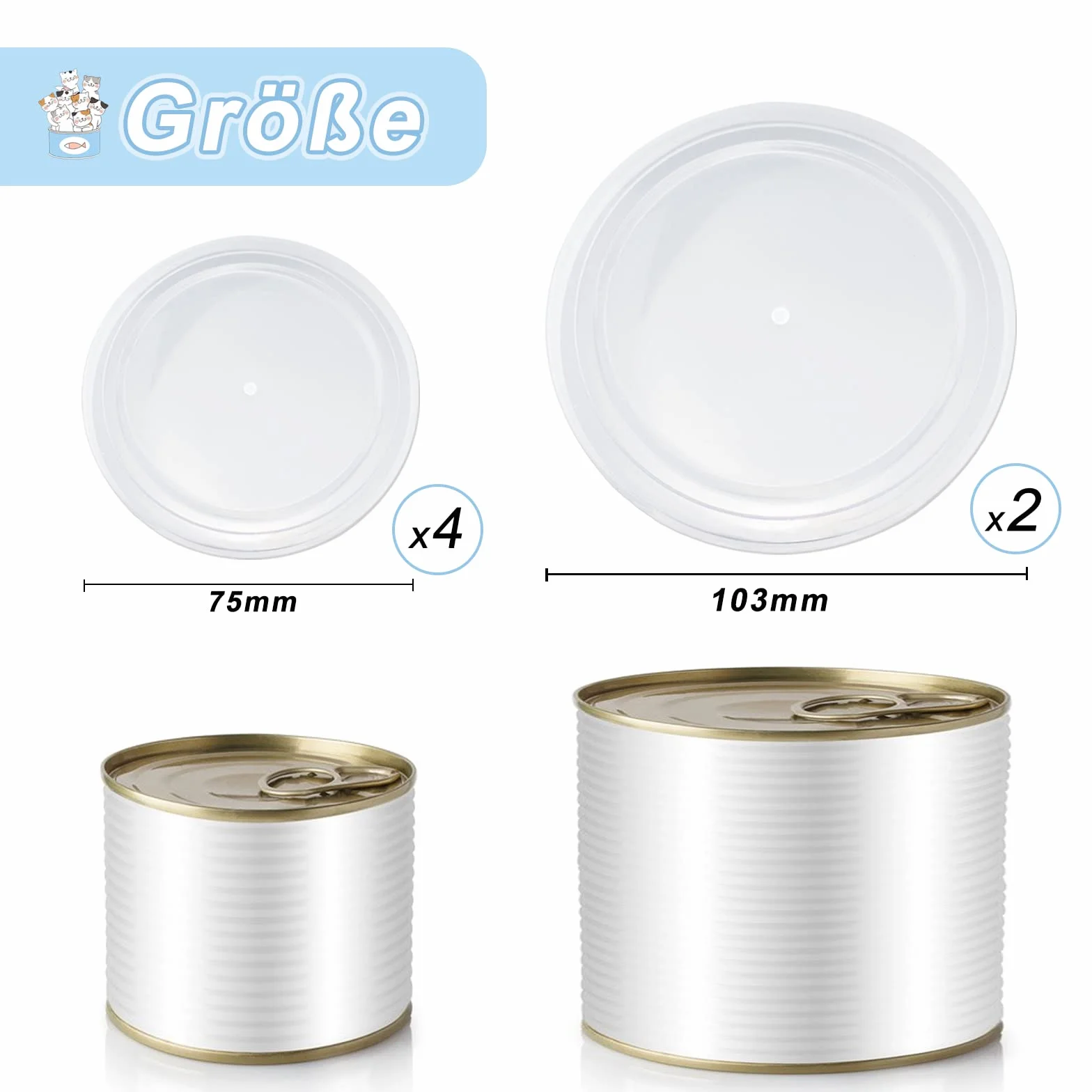 Couvercles de boîte de conserve 101 mm 75 mm Lot de 10 pour 800 g 400 g 200 g