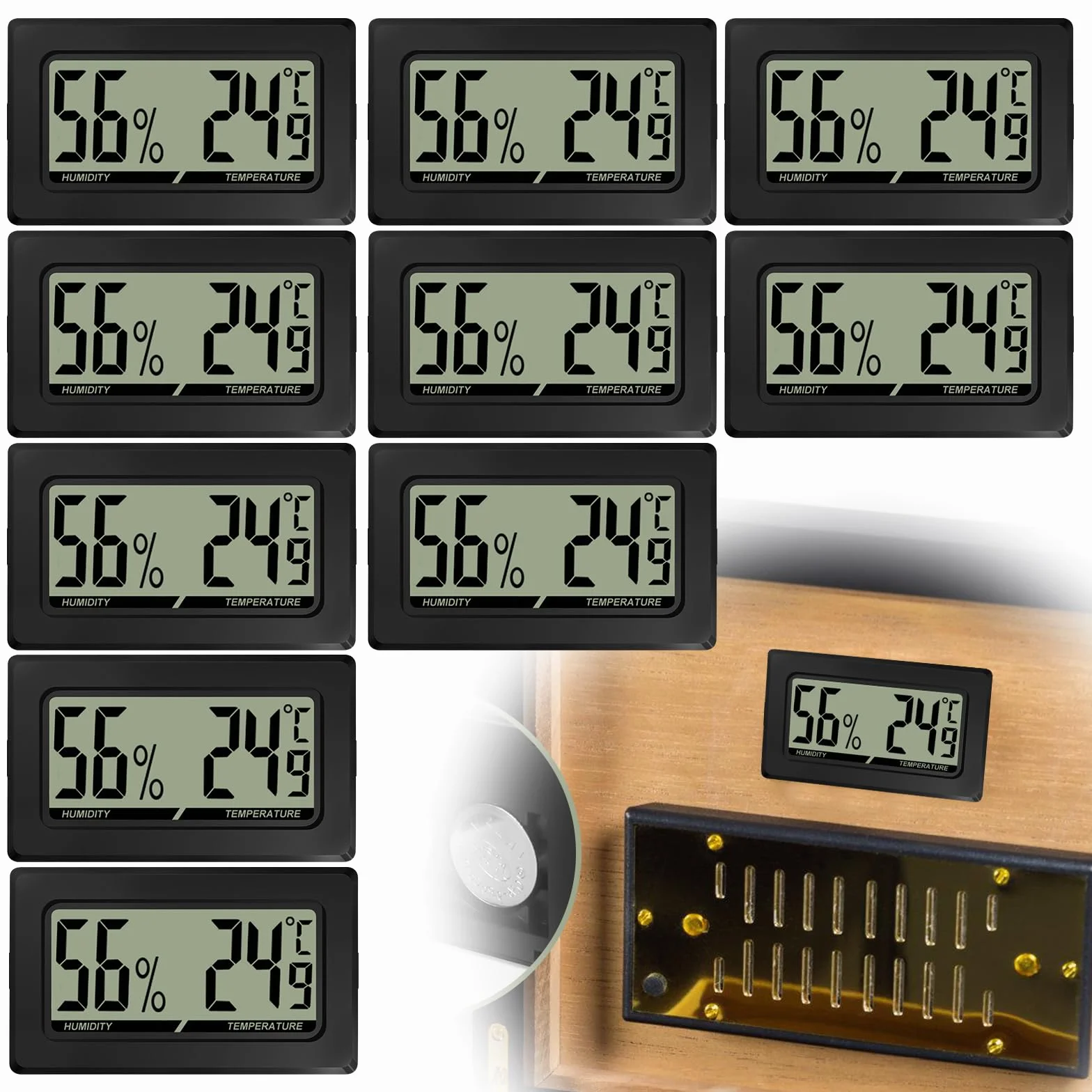 Lot De 10Thermomètre Hygromètre Digital LCD Mini thermomètre hygromètre hygromètre thermomètre thermomètre reptiles numérique intérieur pour bureau, cuisine, incubateur de jardin