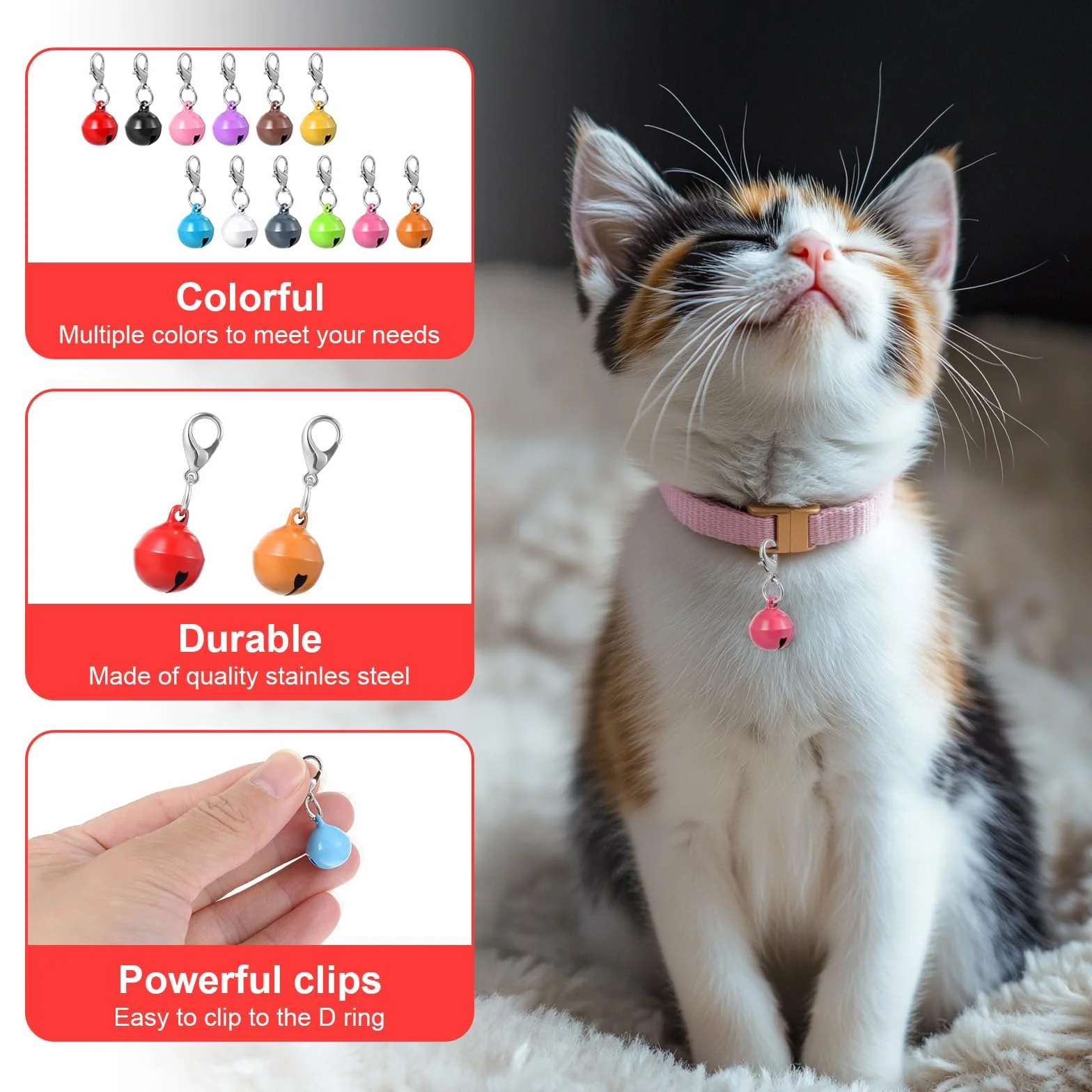 Tyqour clochettes pour collier de chat 24 pièces métal accessoires animaux