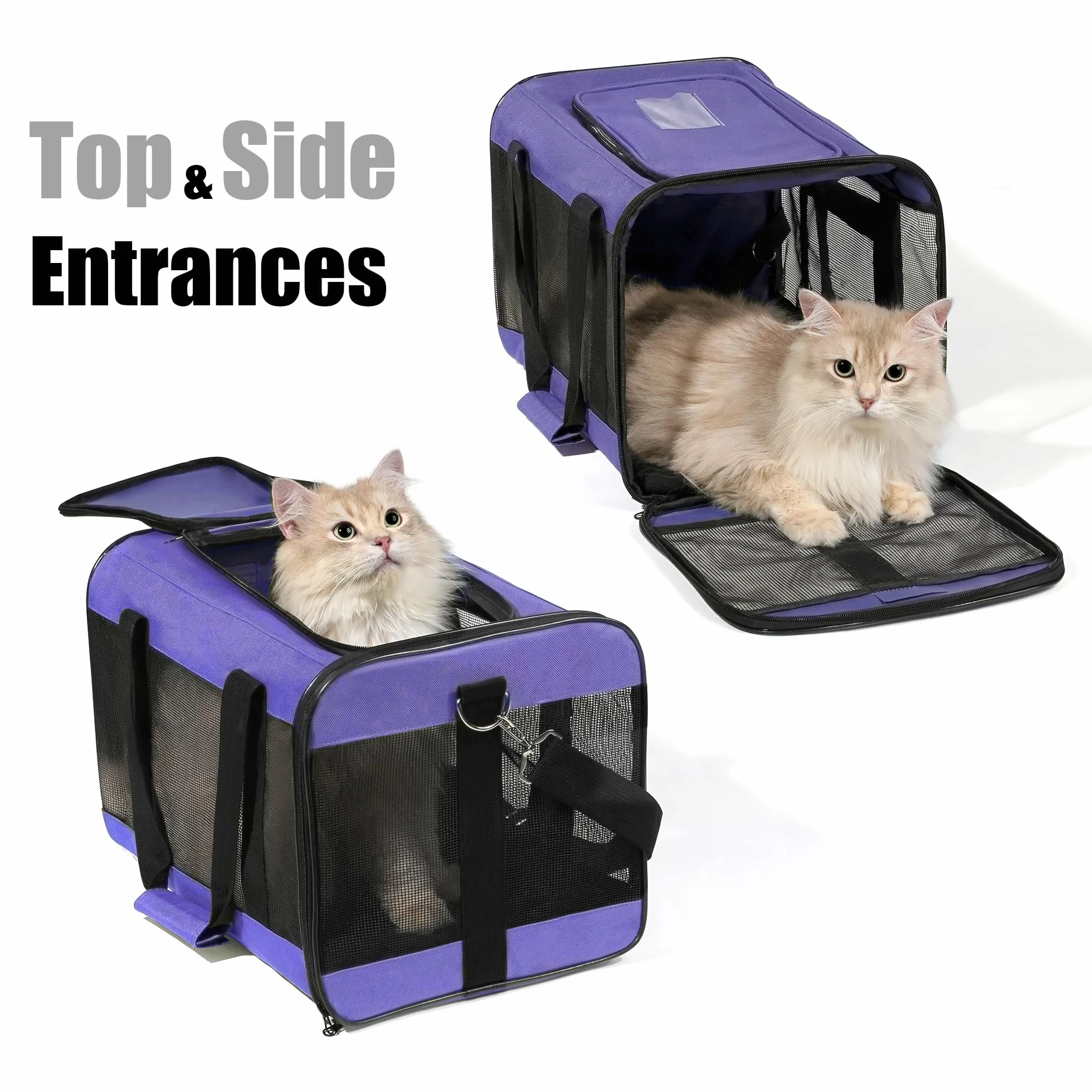 Sac de Transport Chat Chien Pliable Violet M avec Tapis en Laine pour Voyage