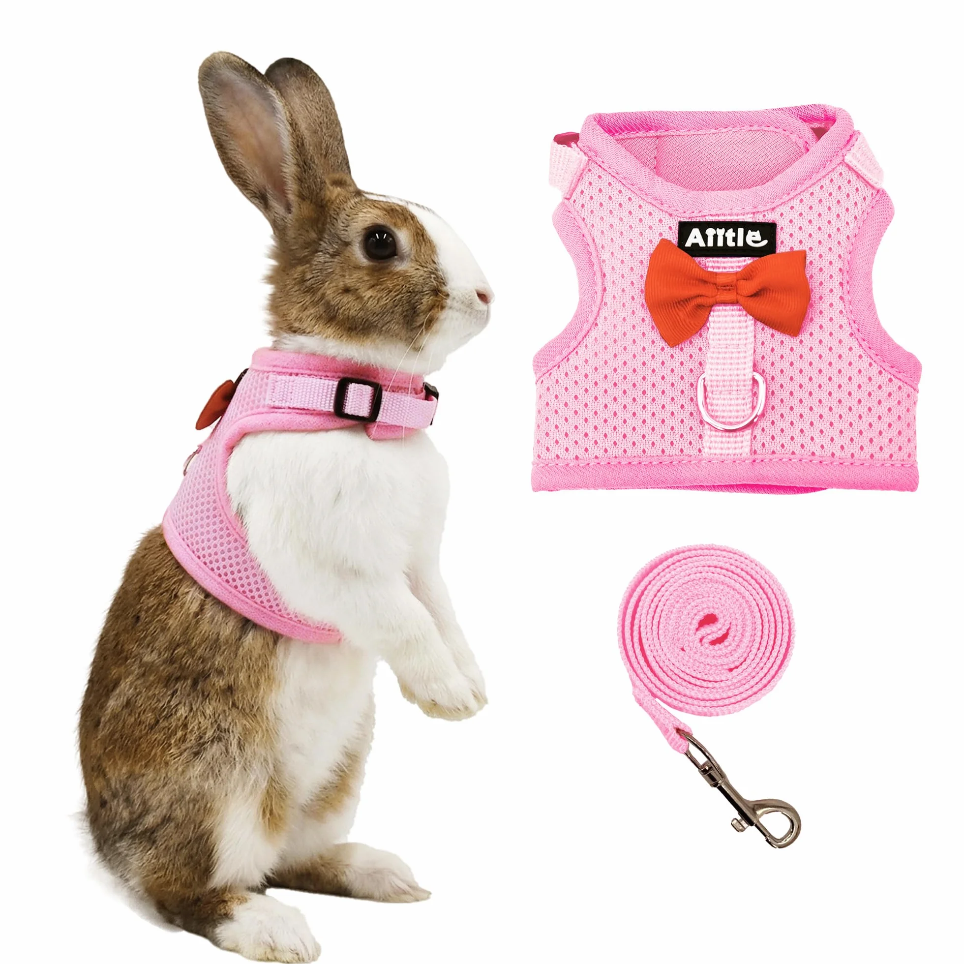 Harnais et laisse pour petits animaux, rose, taille L, en maille douce et respirante