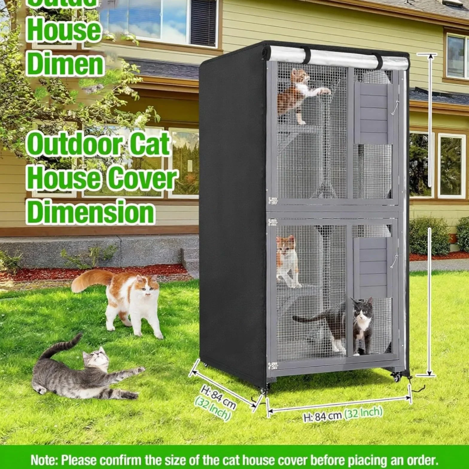 Housse de protection pour cage à chats en tissu Oxford haute densité résistant à l'eau