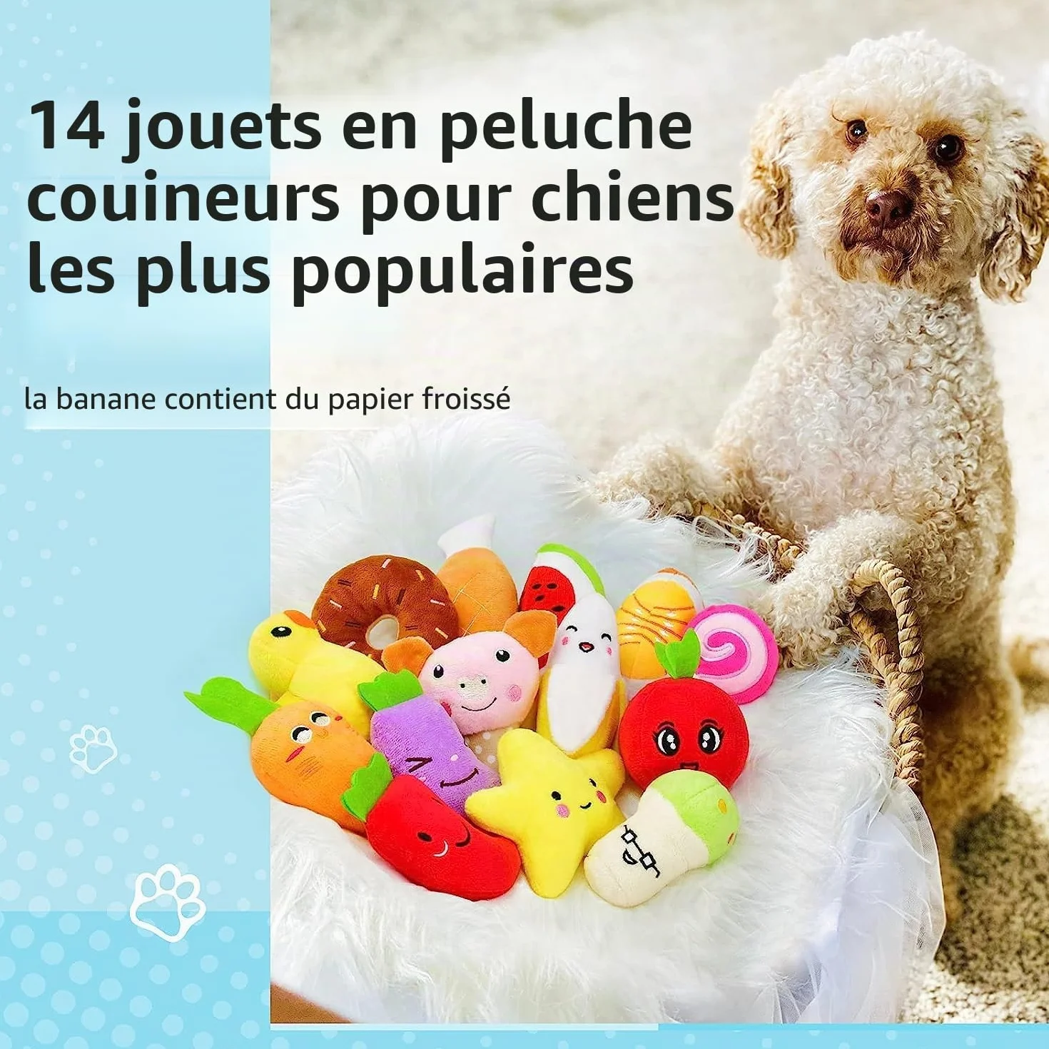 Legend Sandy Lot de 14 Jouets couineurs en Peluche pour Chiens Fruits Légumes