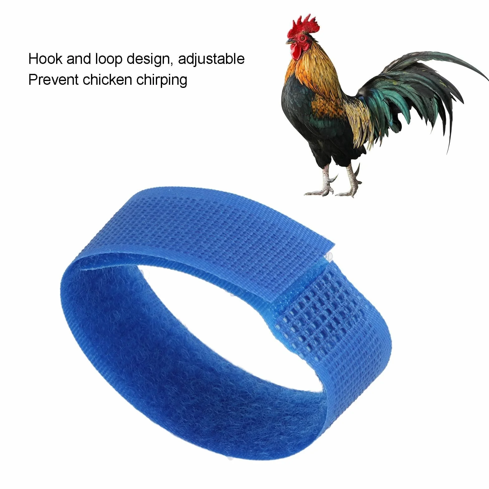 Agatige 10 Collier de Coq Réglable pour Poules, Anti-Crochets et Anti-Bruit, Bleu