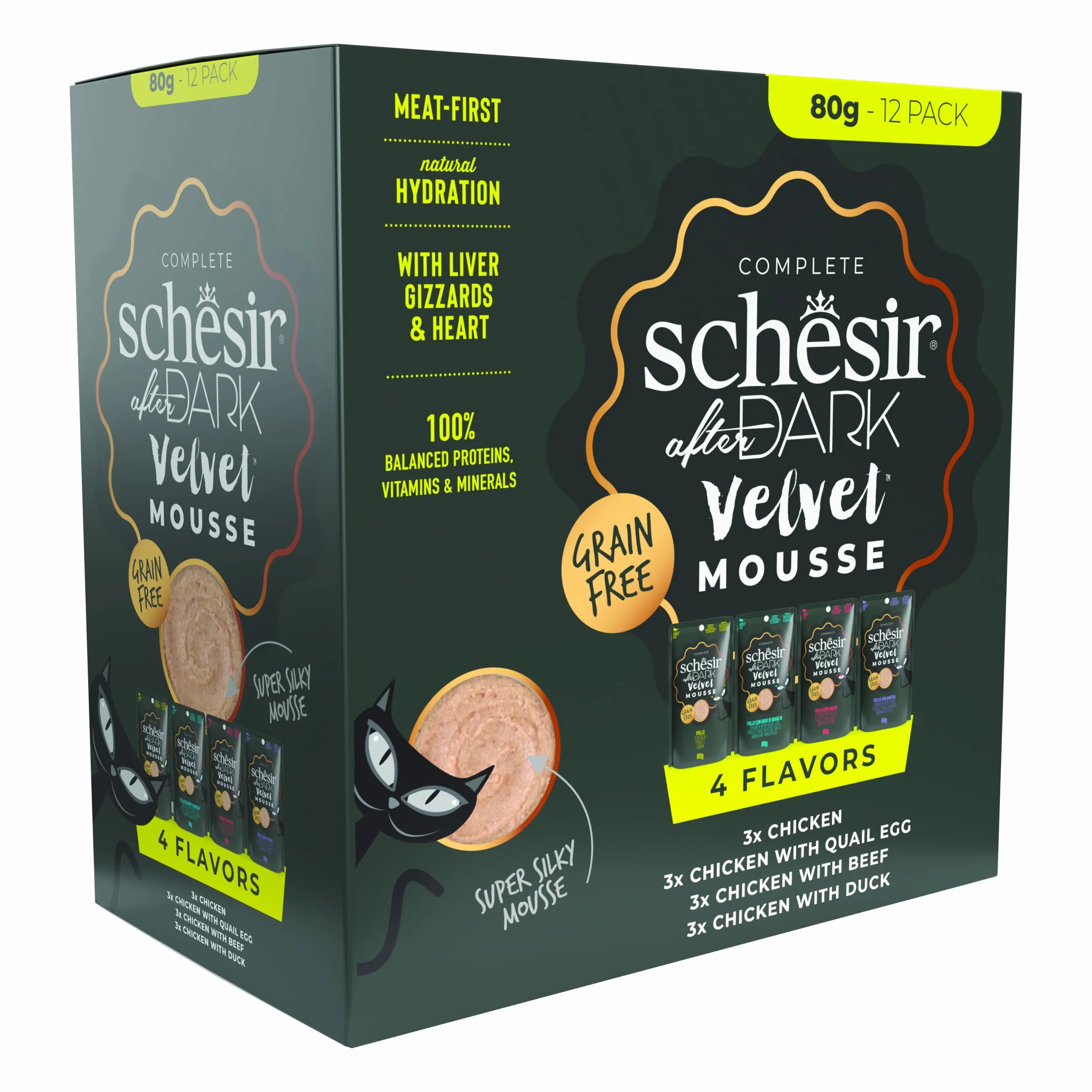 Schesir After Dark Nourriture Humide pour Chats en Mousse 12 x 80 g