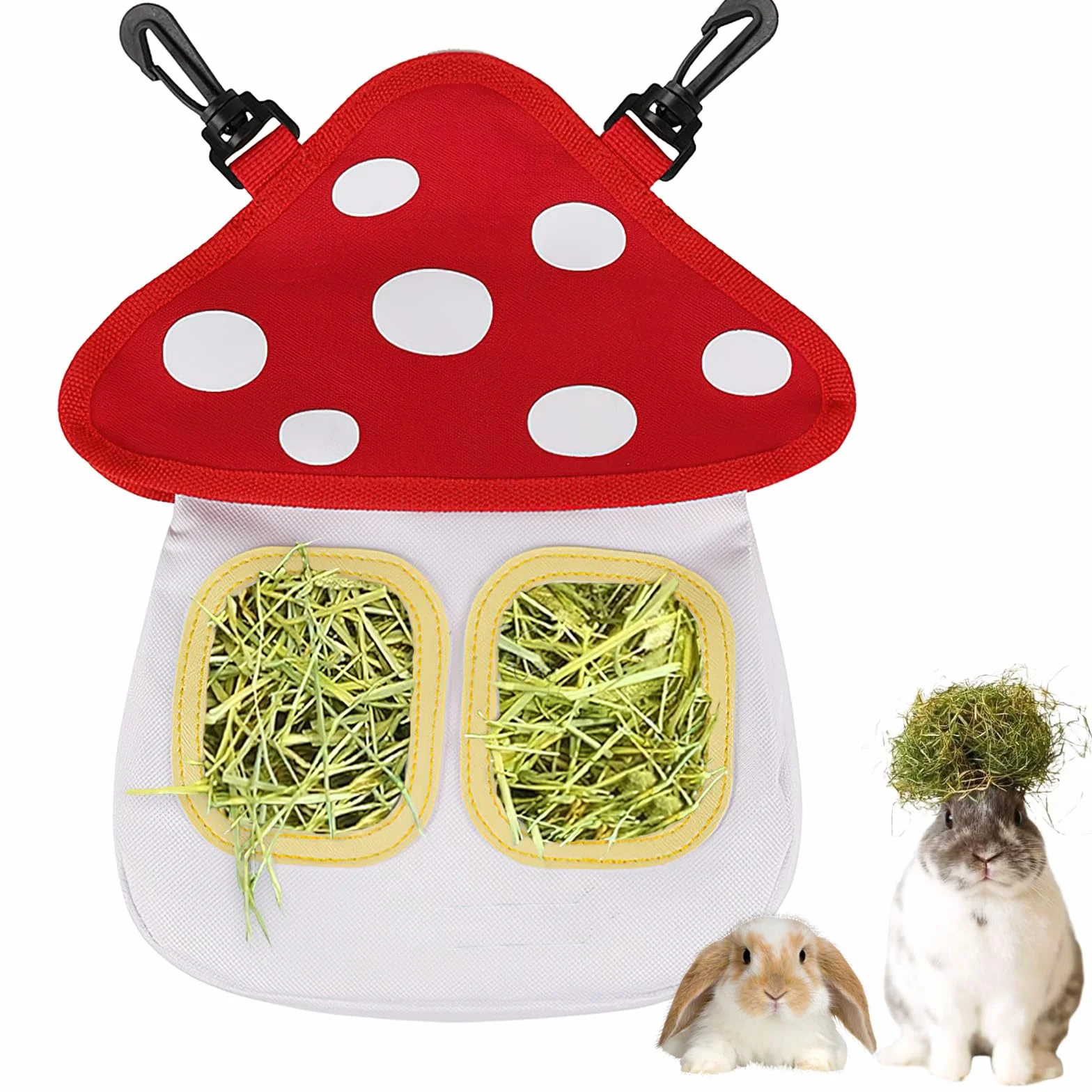 Râtelier à Foin Lapin dellyy avec 2 Poutres Mangeoire Cochon d'Inde Foin pour Hamster Chinchilla Blanc M