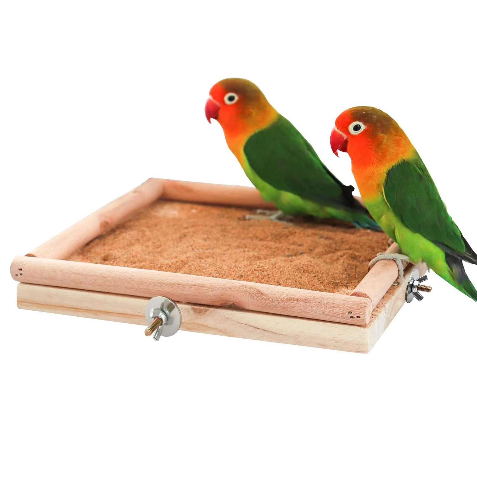Perchoir en Bois Naturel pour Oiseaux 20×20 cm - Plateforme pour Perroquets, Accessoire Cage