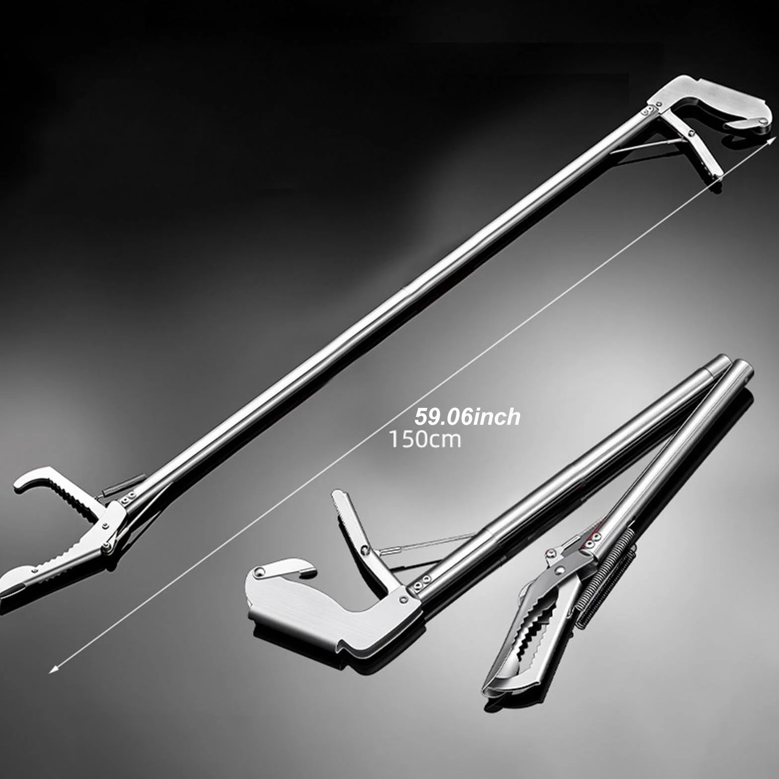 MagiDeal Pince à serpents et reptiles en acier inoxydable antidérapante pliable 150 cm outil d'alimentation à mâchoires larges Bec Coudé