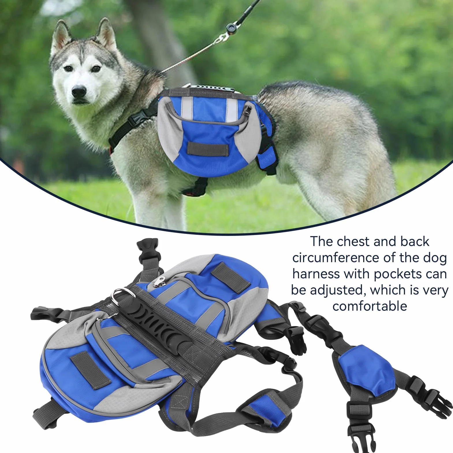 Sac à Dos Chien Cyrank Doggy Backpack Harnais Randonnée Camping Saddle Bag Réfléchissant Grands Chiens