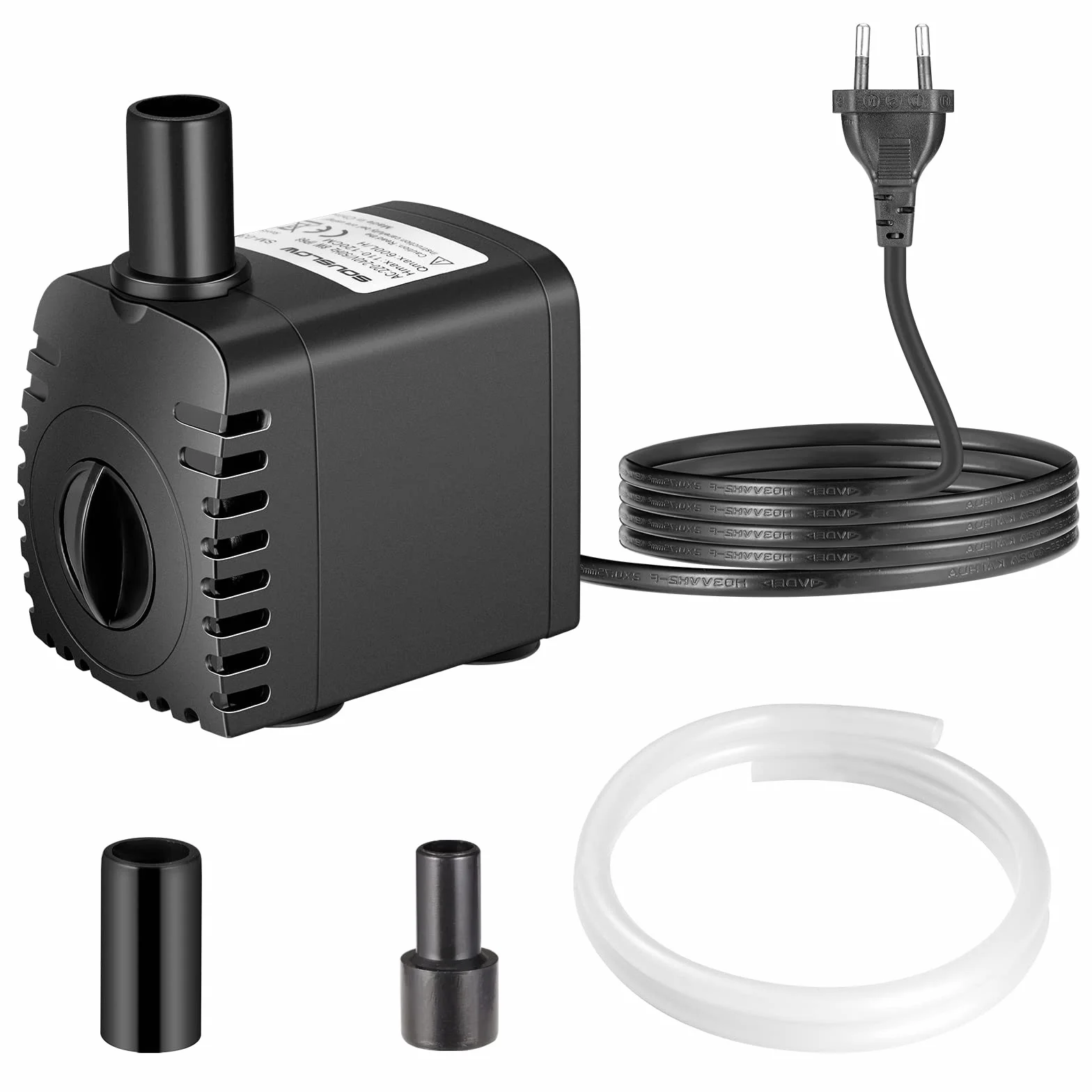 Pompe à eau submersible 8 W 600 l/h AC220-240 V Noir Plastique