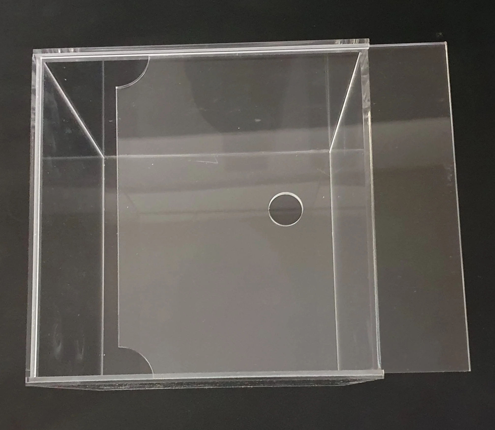 Petit aquarium portable en acrylique avec couvercle coulissant et trou d'alimentation pour terrarium, tortues et insectes 8 l (20 x 20 x 20 cm)