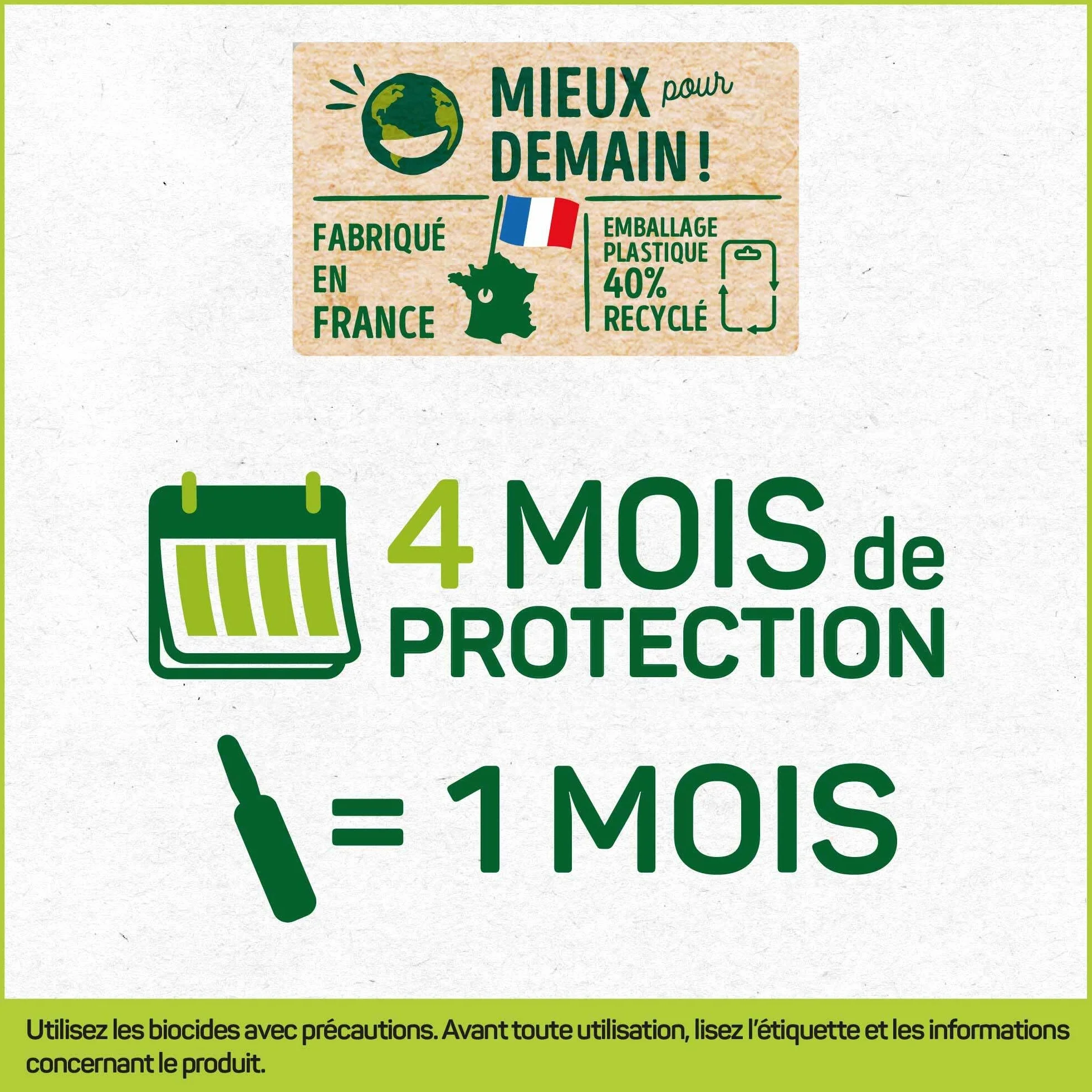 HOPI Pipette Anti Puces Chat 6 kg - 4 Mois Protection Puces Tiques Moustiques - Extraits de Plantes - Fabriqué en France