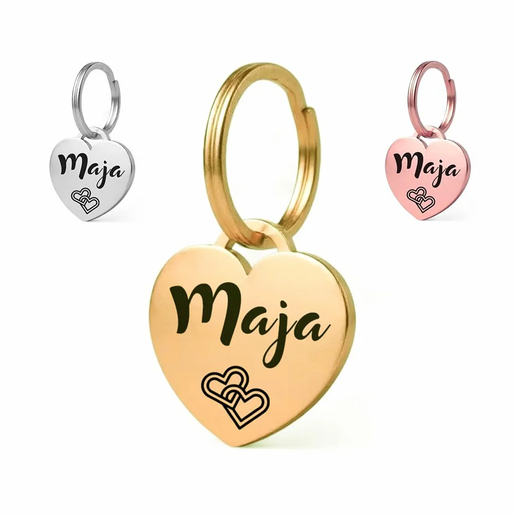 Médaille pour chien GOLDEN PAW en acier inoxydable avec gravure cœur personnalisable dogtag Or