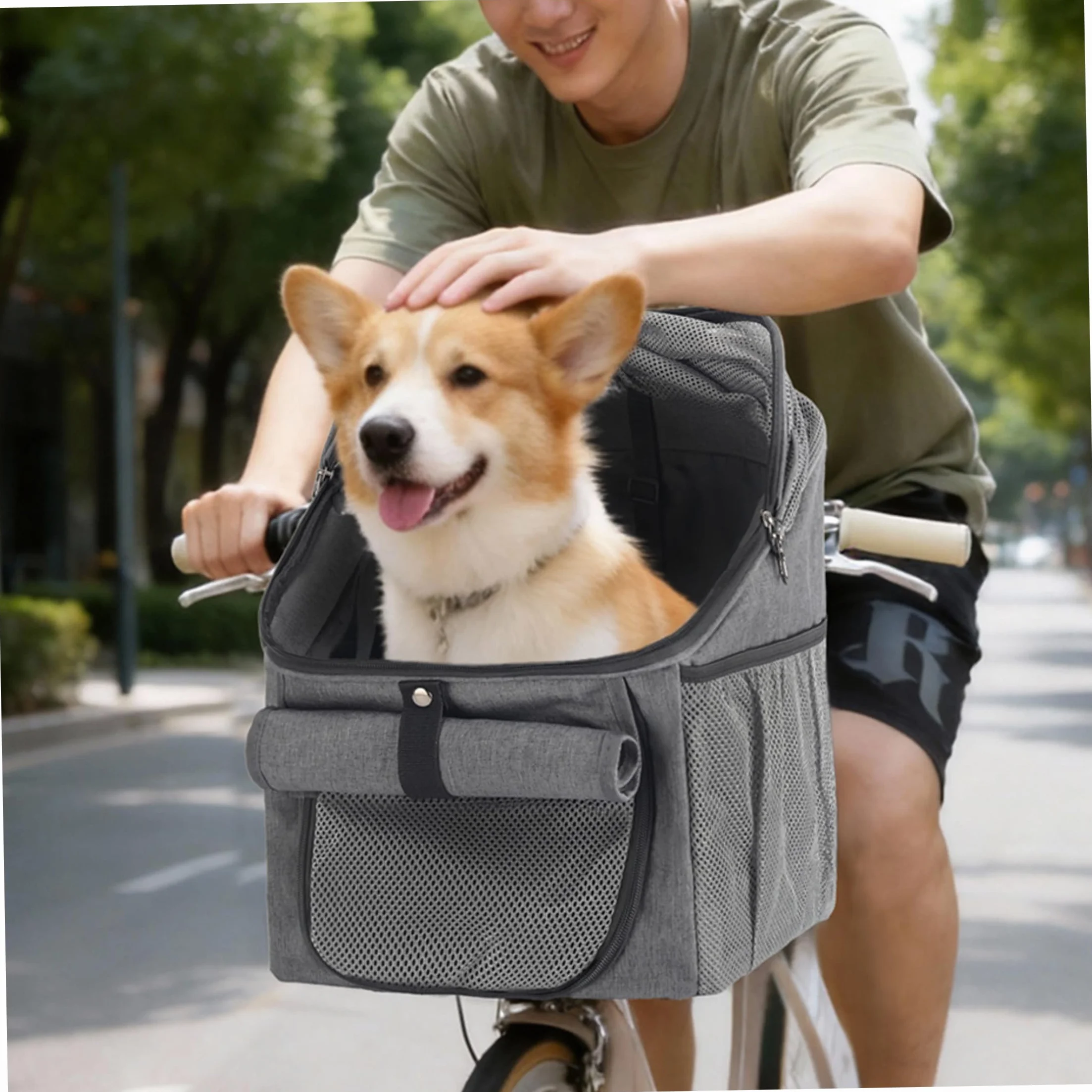 Panier de vélo pour Chien avec Boucle à dégagement Rapide, Gris