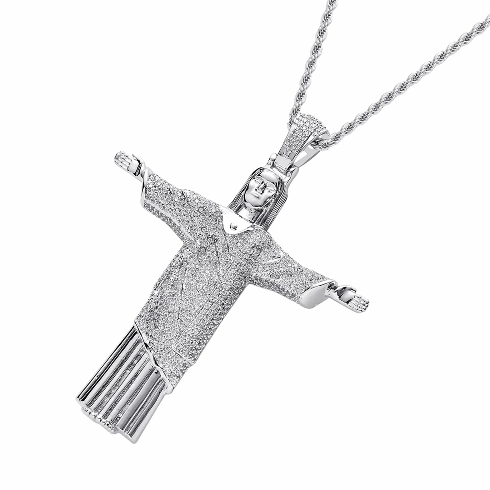 Pendentif Croix Jésus Or Hip-hop