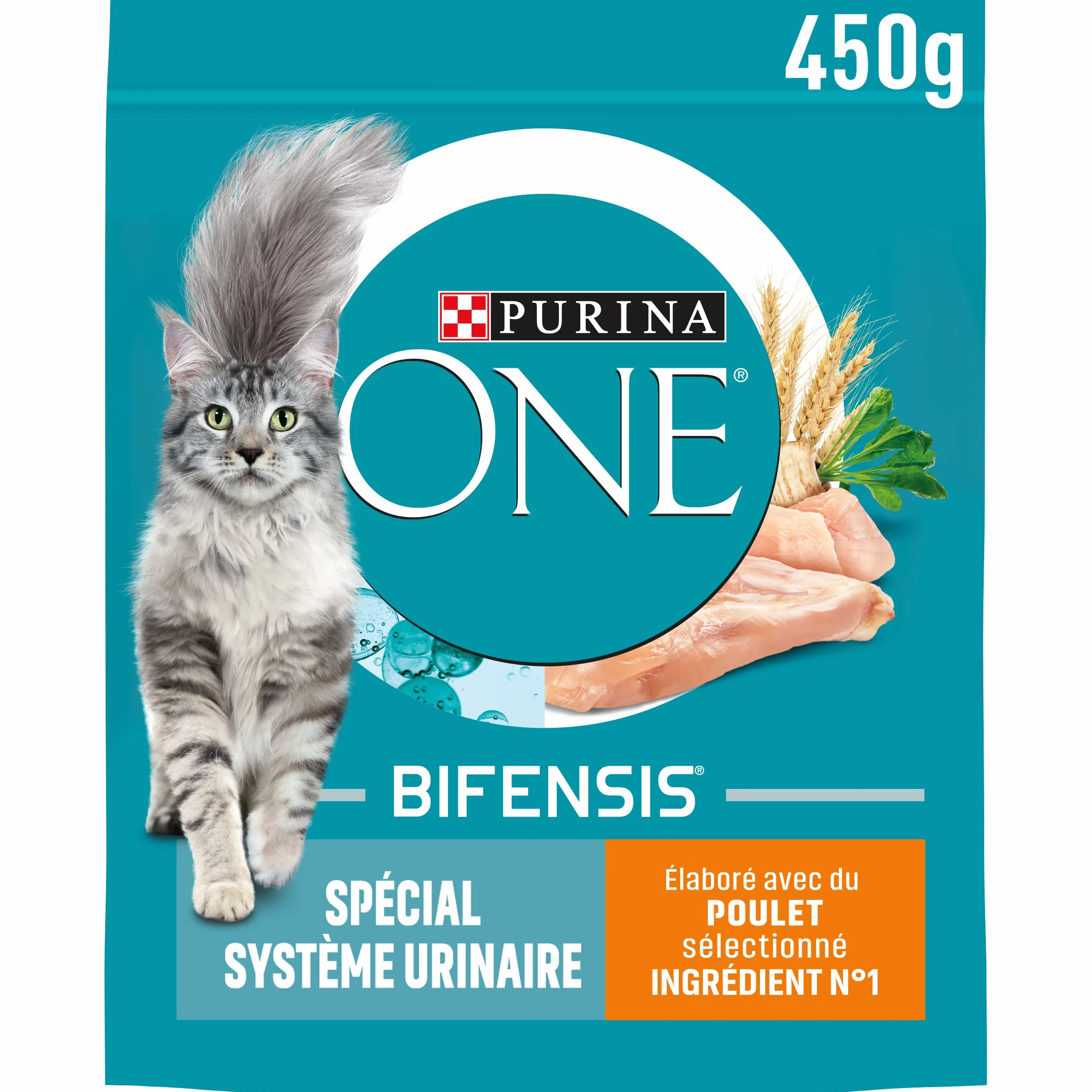PURINA ONE BIFENSIS Croquettes Chat Adulte Spécial Système Urinaire au Poulet Lot de 10 x 450g