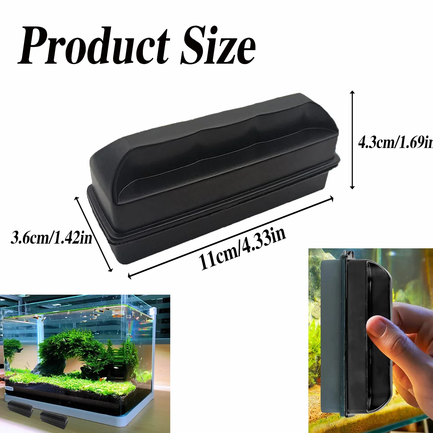 Nettoyeur de vitre magnétique pour aquarium Verre Brosse ≤10 mm