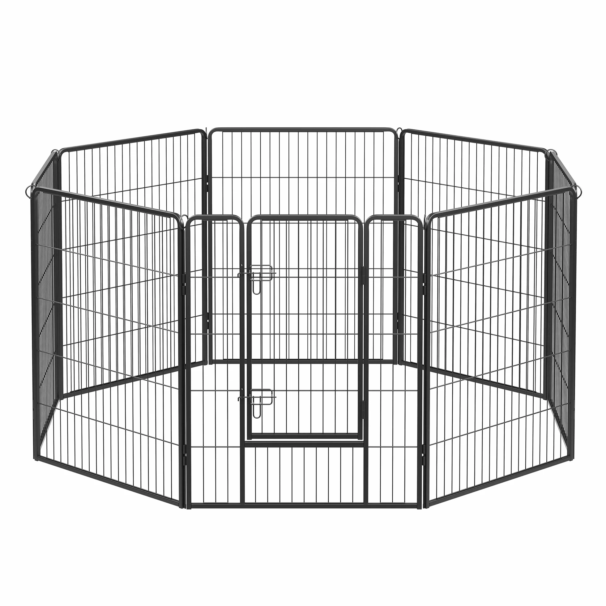 Feandrea Parc pour Chien 8 Panneaux Double Verrou en L 77x100 cm Noir PPK81H