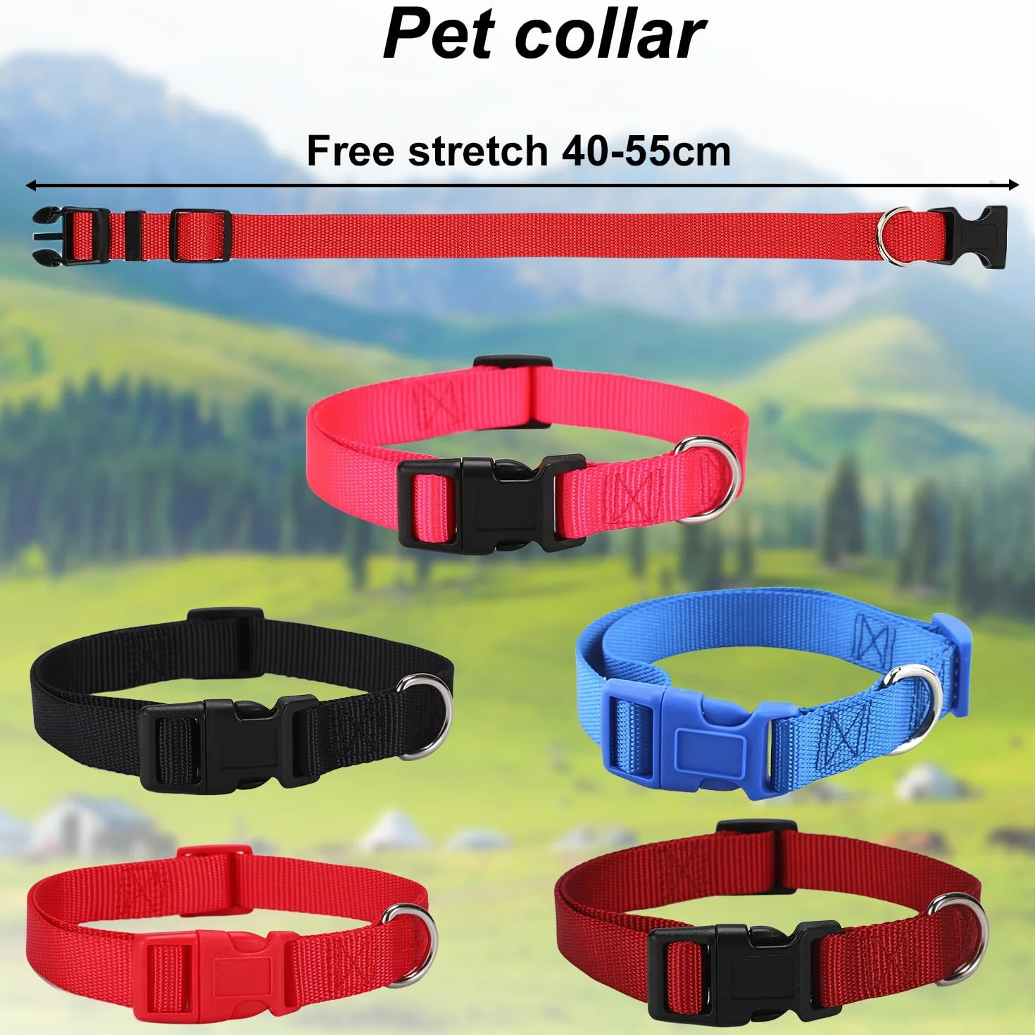Lot de 5 colliers de chèvre avec clochettes réglables multicolores pour petits animaux de ferme 40-55 cm