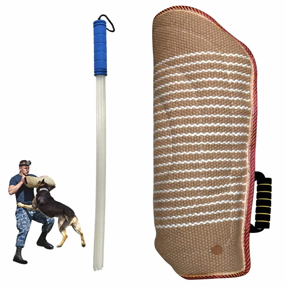 Manche de Protection Anti Morsure pour Chien Chiot Équipement d'Éducation avec Bâton Parure Dressage