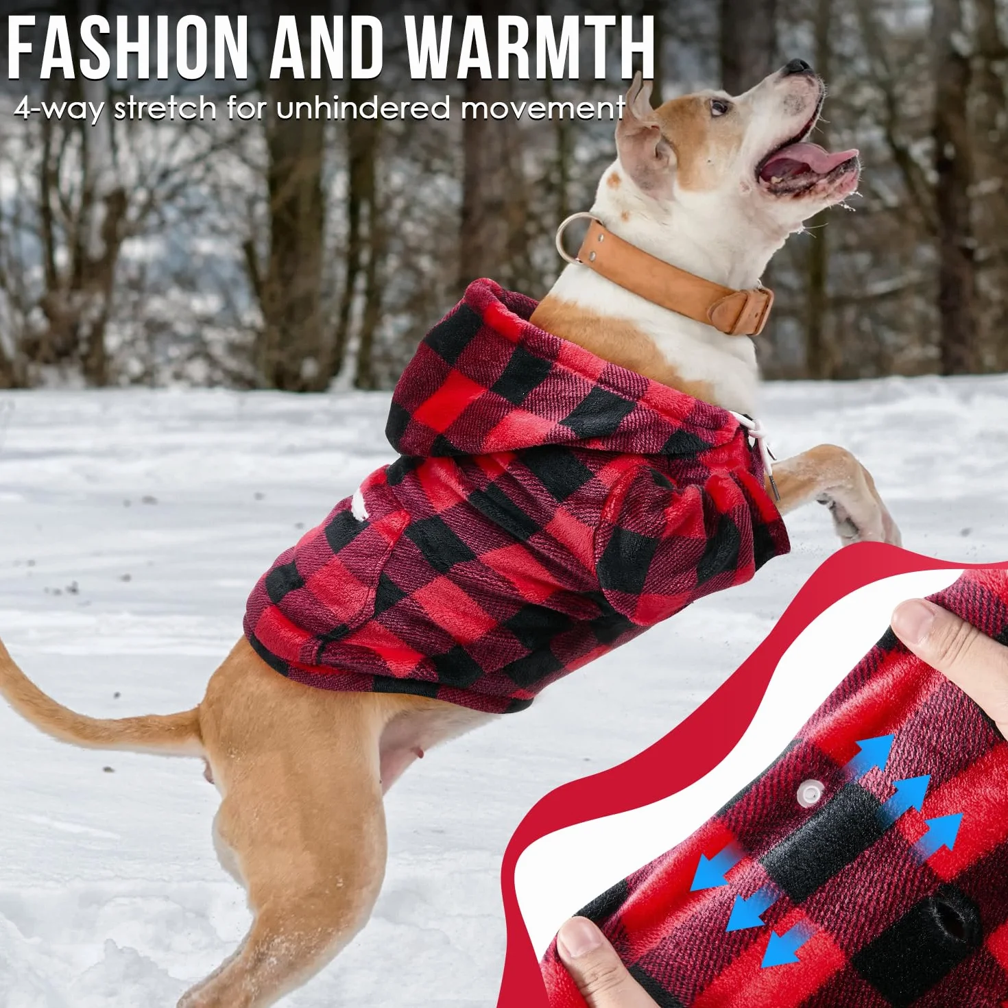 SlowTon Sweat à Capuche pour Petits Chiens, Vêtement en Flanelle avec Passe-Patte et Poche, Pull Chaud pour Chiots et Chatons