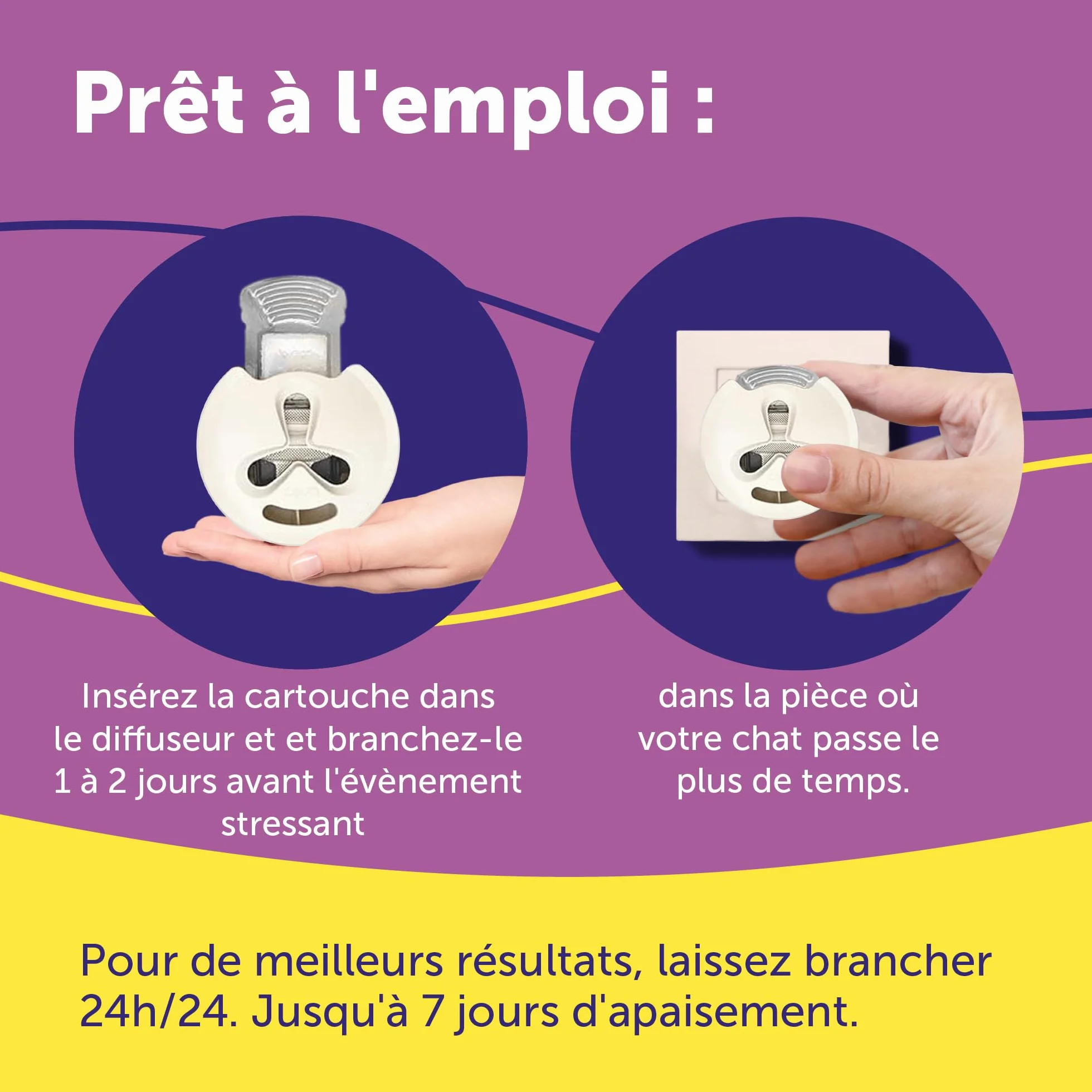 FELIWAY Help! Diffuseur Recharge phéromones apaisantes Chats 7 Jours Calmer Stress ponctuel Recommandé vétérinaires