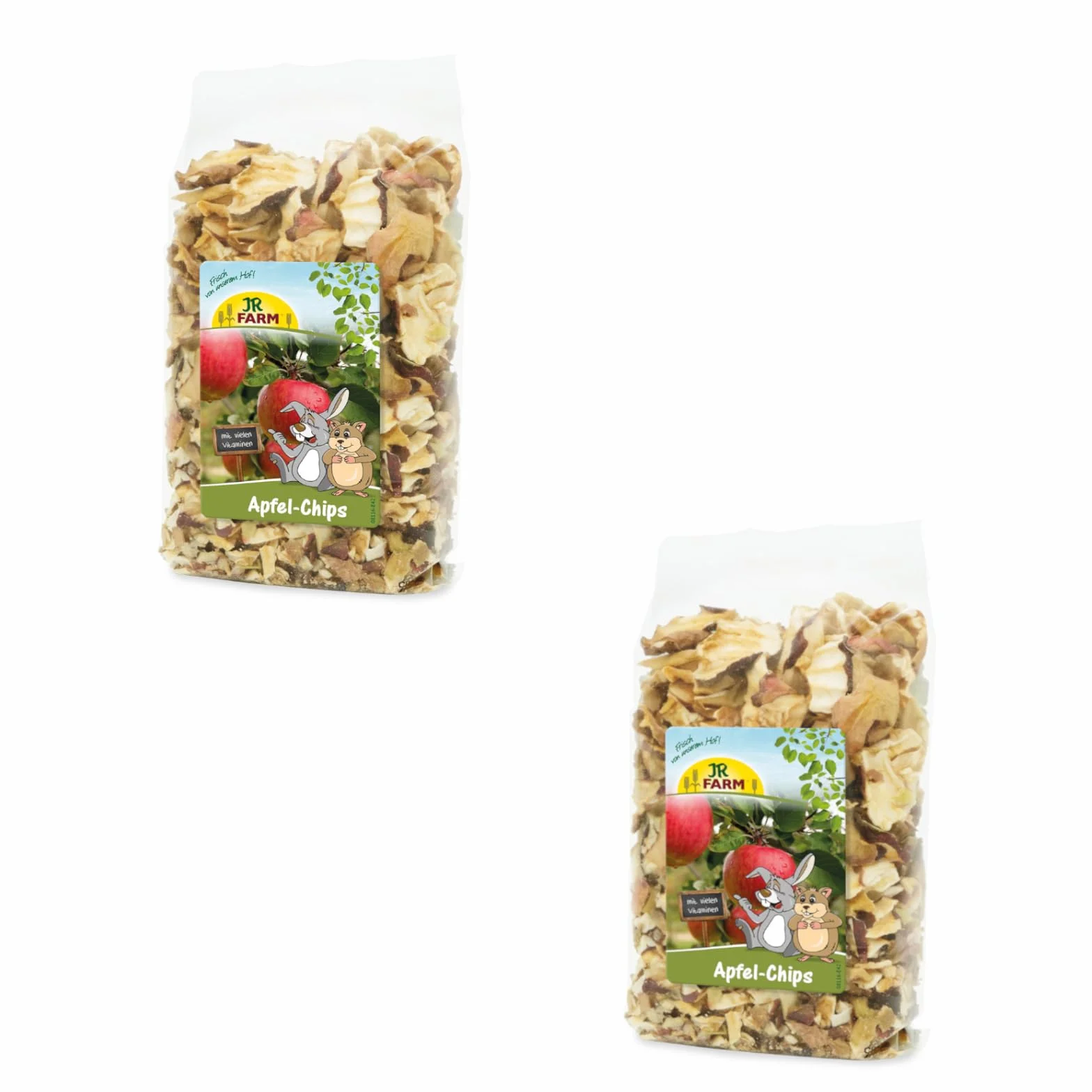 JR Farm Chips de Pomme | Pack Double | 2 x 80 g | Aliment Unique pour rongeurs et Lapins Nains | Faible teneur en matières Grasses | sans conservateurs | Snack récompense