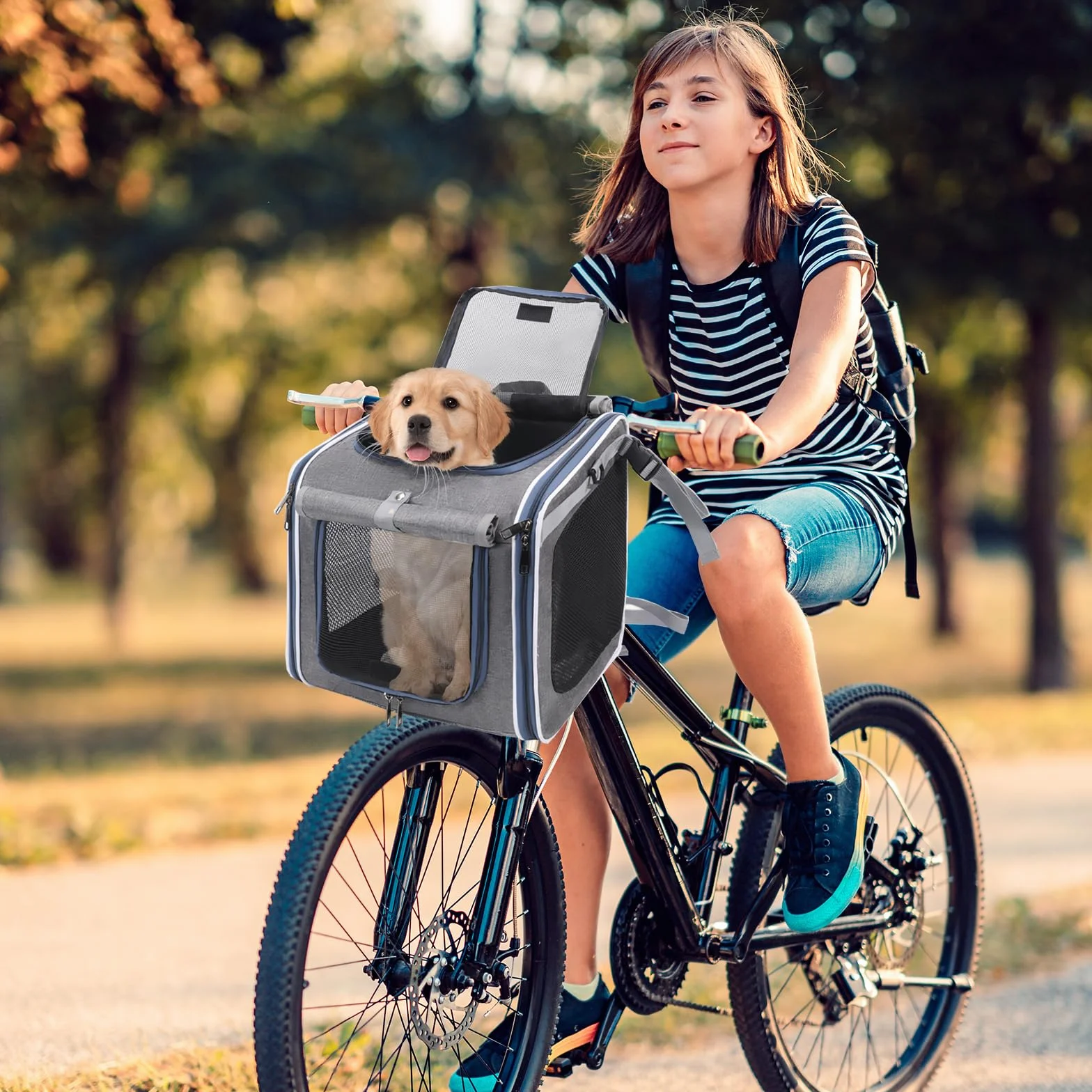 Panier Chien Vélo Sac à Dos Pliable Chat Fenêtre Filet Max 10 kg