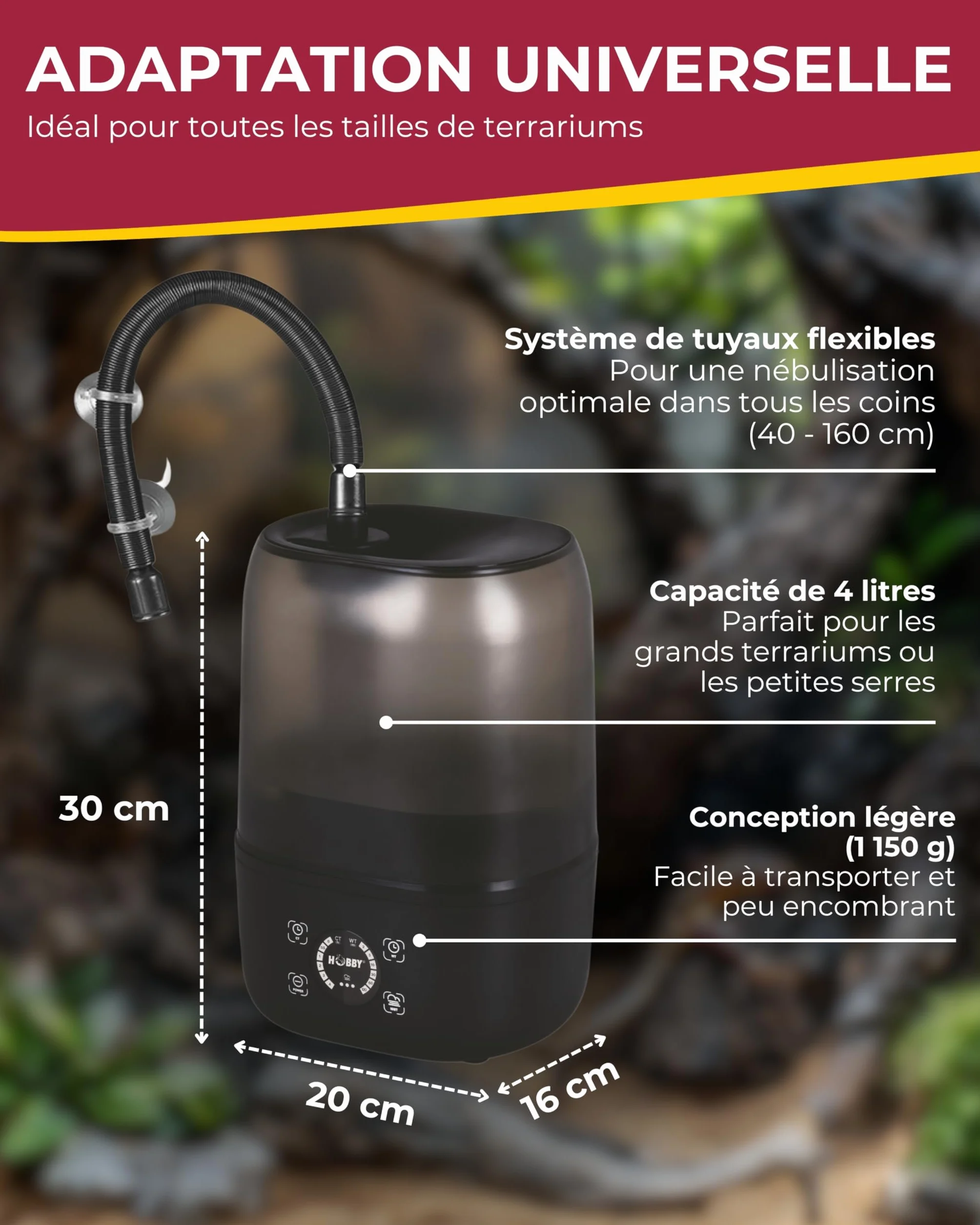 HOBBY Terraristik Système de brumisation numérique pour terrariums 4L