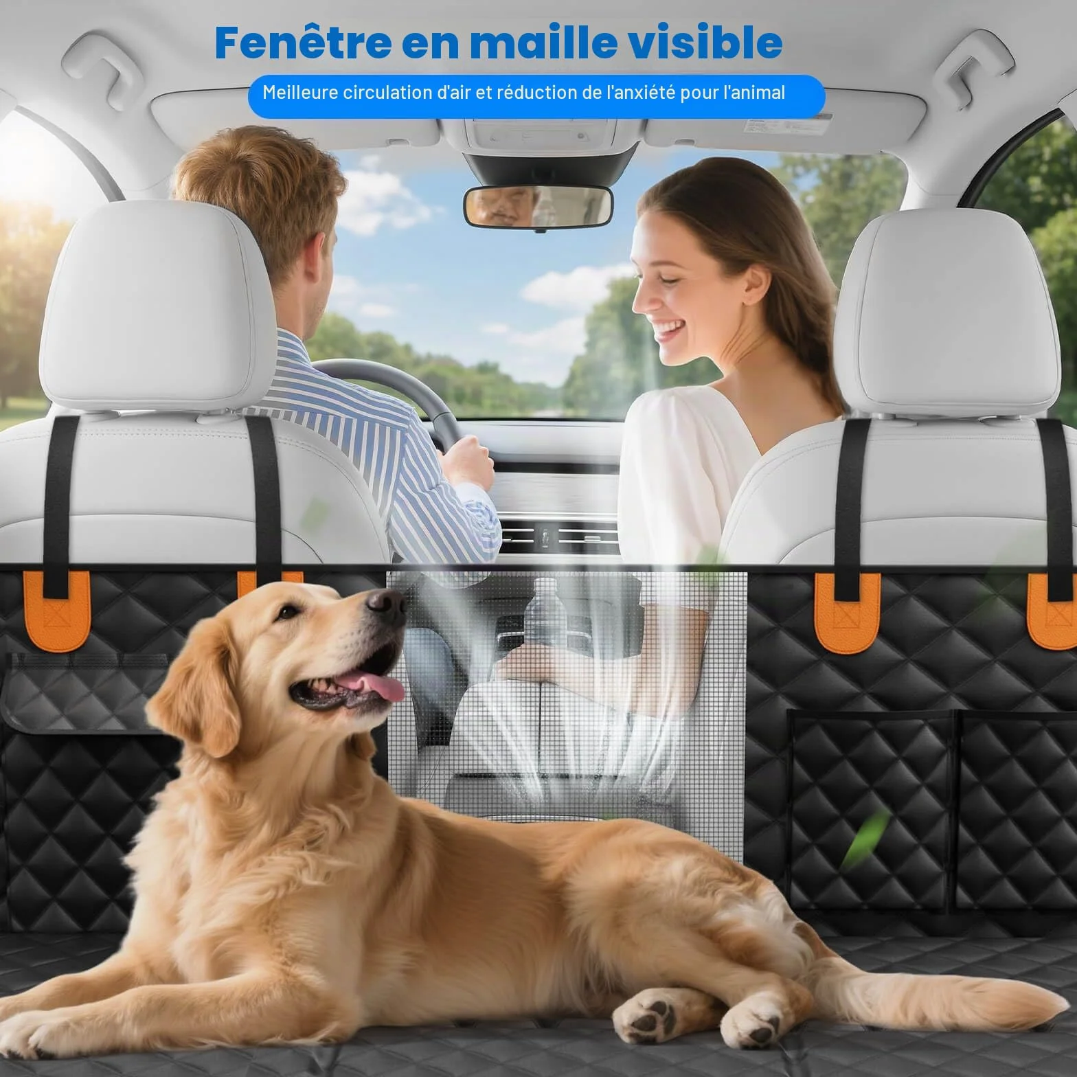 Protection Voiture Chien Imperméable Housse Protege Voiture Fond Rigide Extension pour Voitures et SUV 400lb