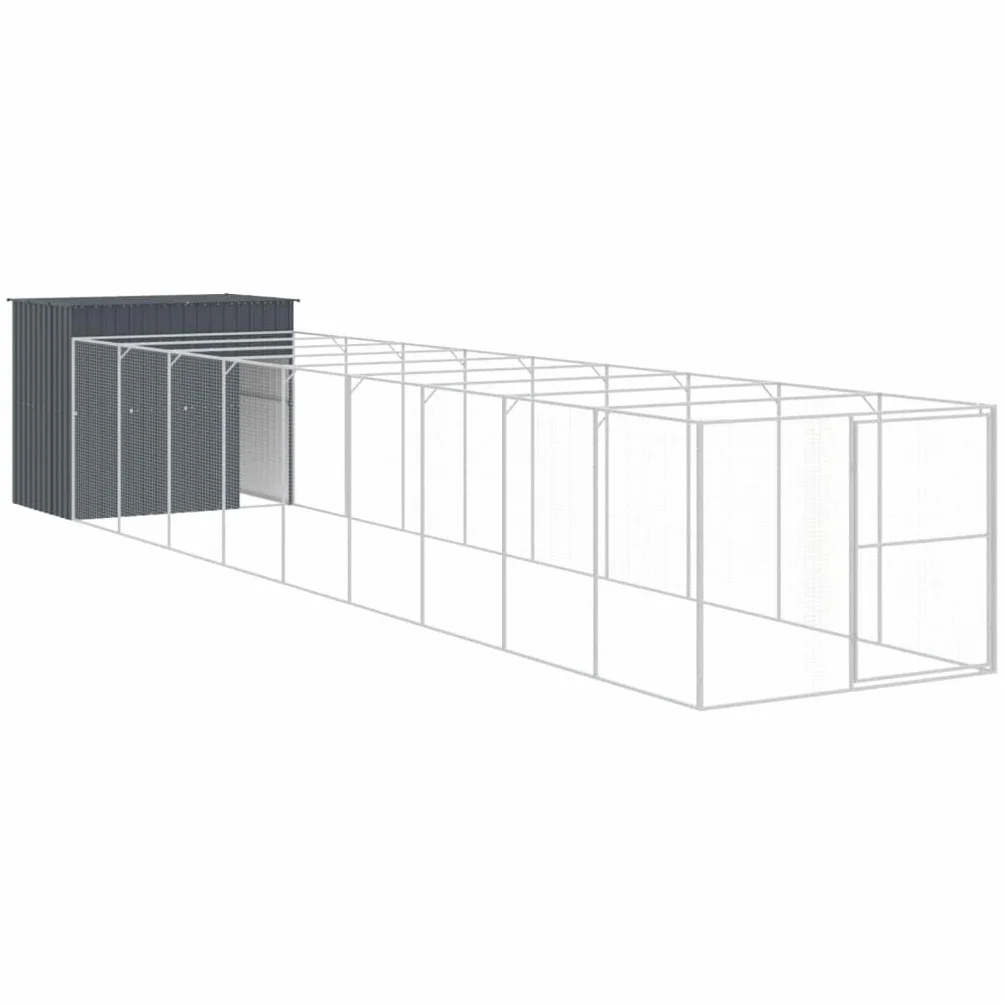 VidaXL Cage pour Chien avec Cour Anthracite 214x1069x181 cm