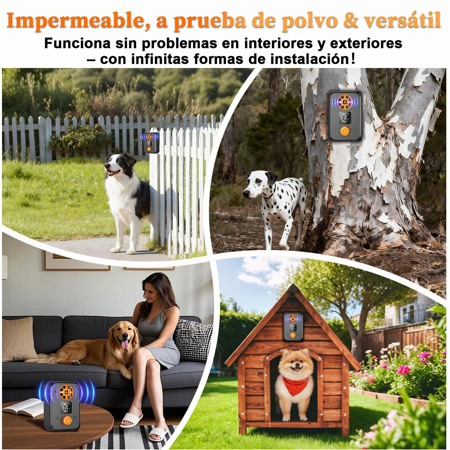 Anti Aboiement Chien Ultrason Puissant 5 Fréquences Ajustables 3 Portées Arrêt Automatique Intérieur Extérieur