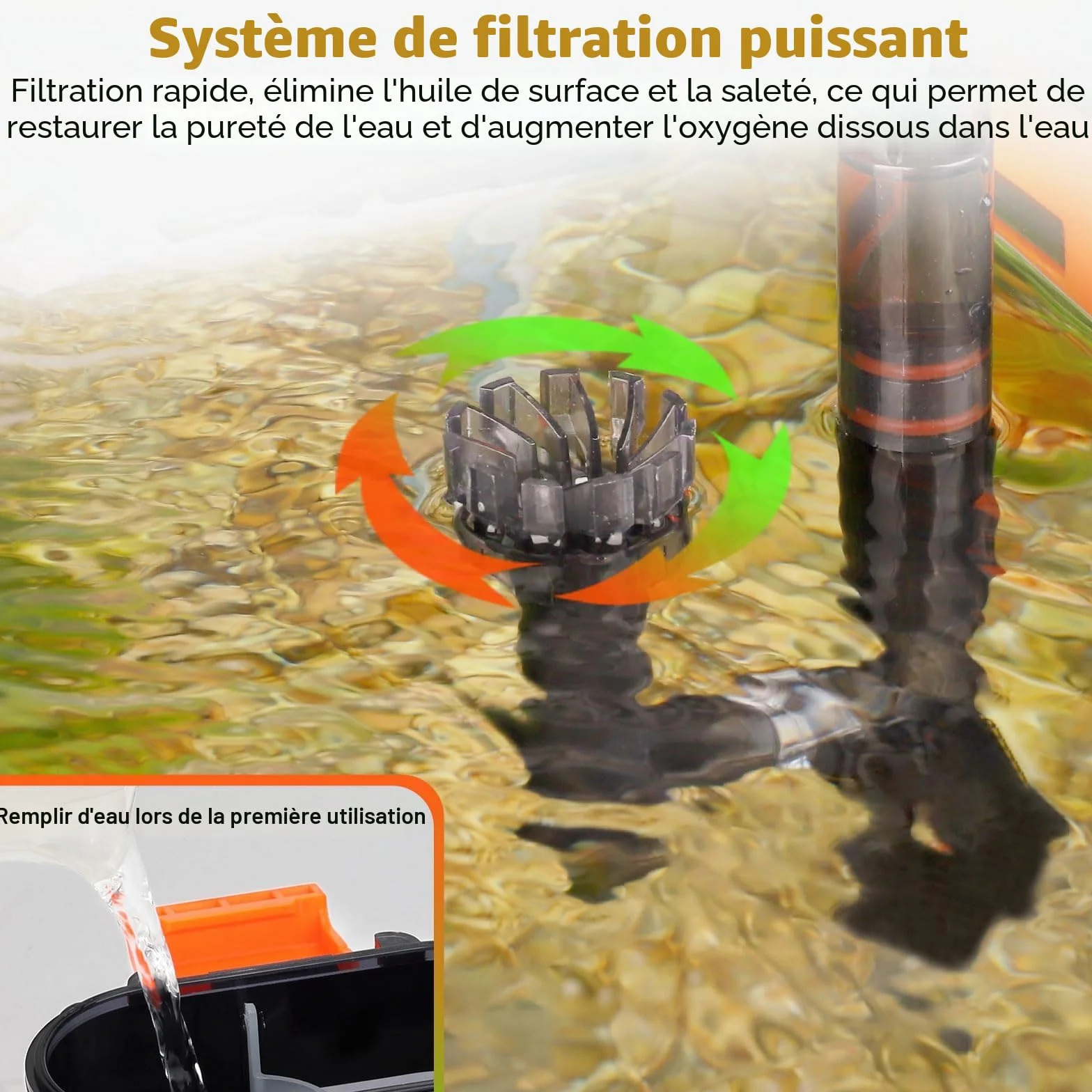 hygger Filtre Aquarium 680L/H 8W Silencieux pour Réservoir 150-225L