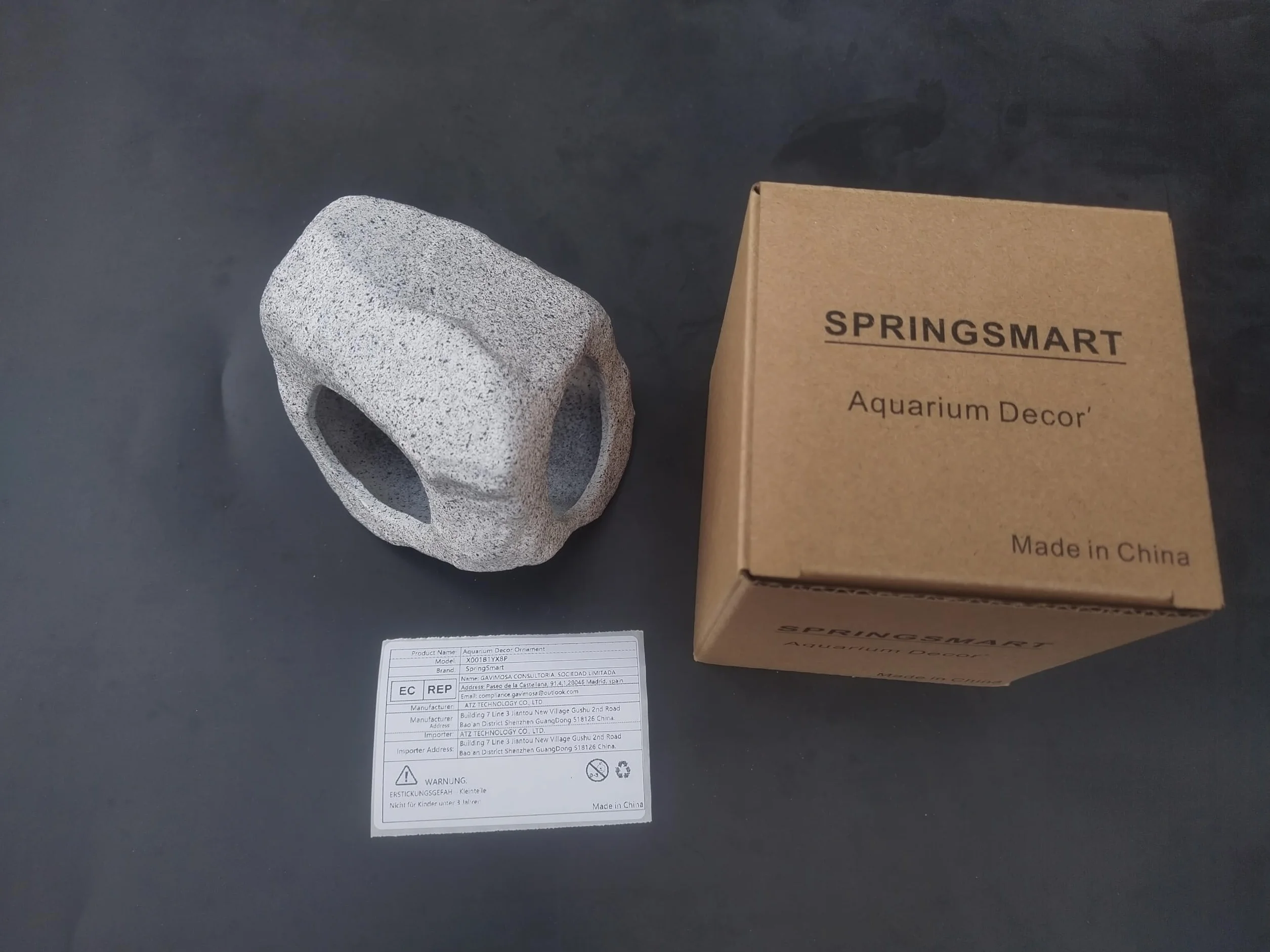 SpringSmart Cachette d'aquarium en céramique pour animaux aquatiques reproduction jeu repos ornement non toxique pierre décorative combattant