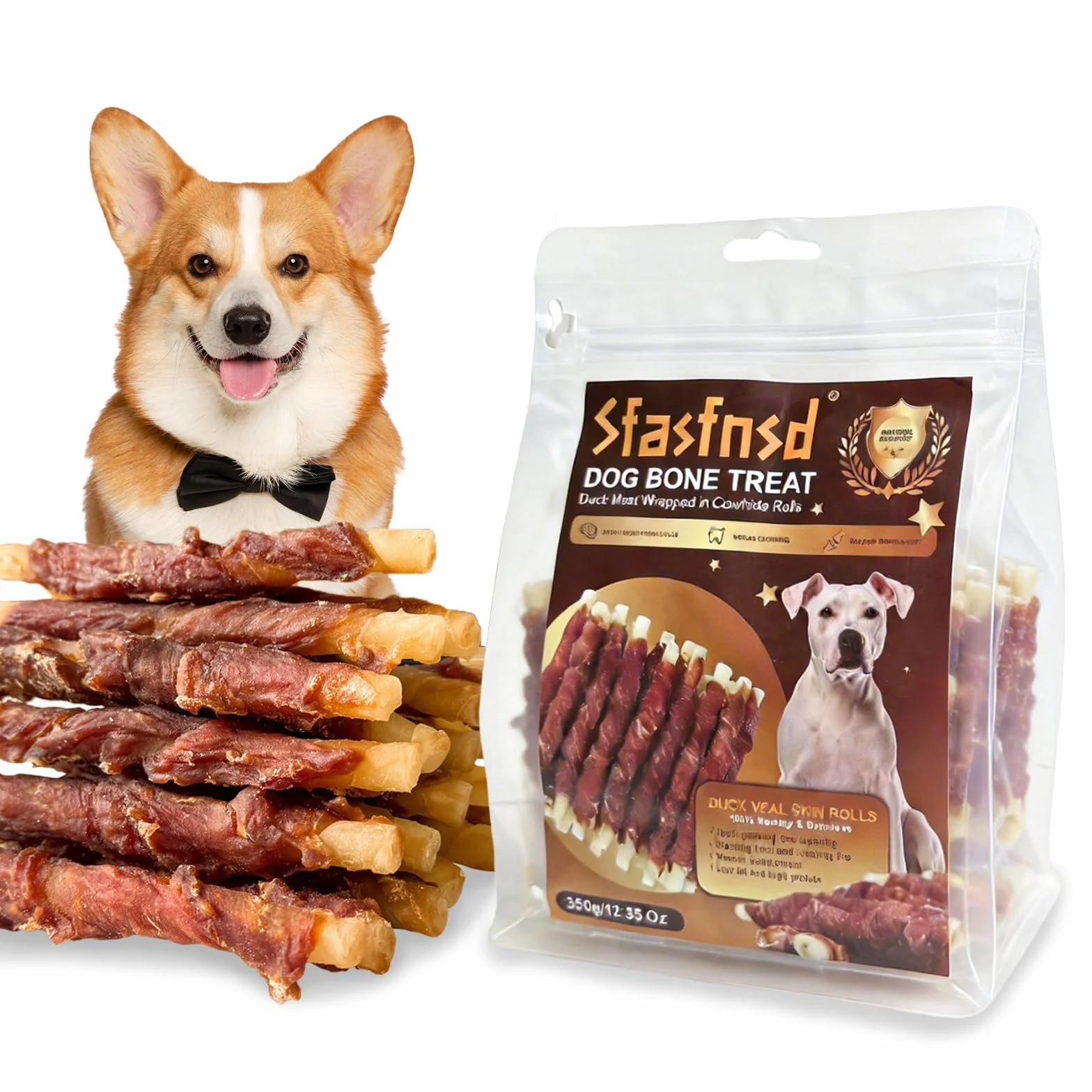 Friandises pour Chien au Canard et Peau de Bœuf, Bâtonnets à Mâcher Longue Durée, Snack Dentaire Riche en Protéines, Récompense Naturelle pour Petits et Moyens Chiens 350 g