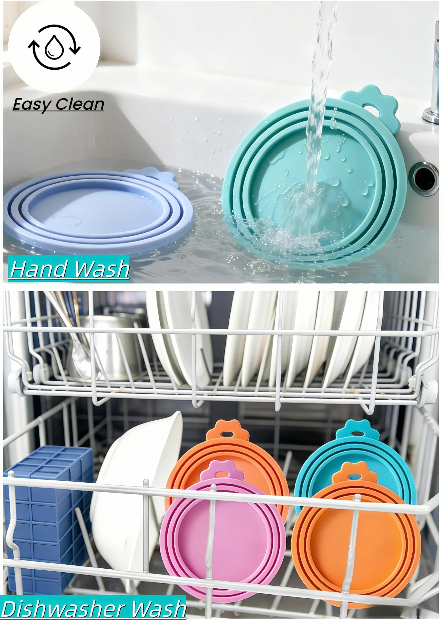 Lot de 3 couvercles universels en silicone pour boîtes de nourriture, adaptés pour le stockage de nourriture pour chat et chien, couvercles hermétiques, en silicone de qualité alimentaire