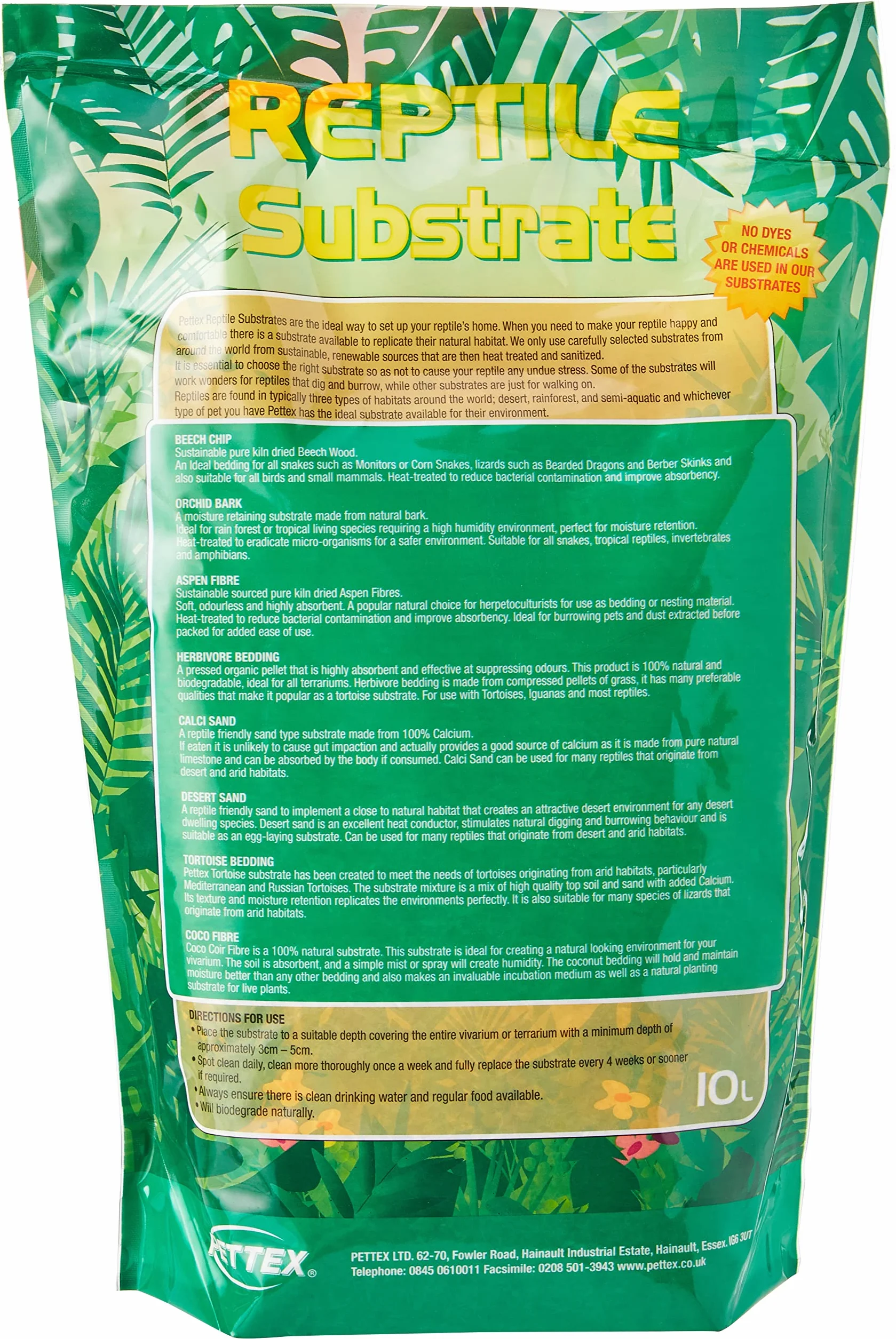 Pettex Reptile taux subst Litière/Matériau de Nidification pour Reptiles
